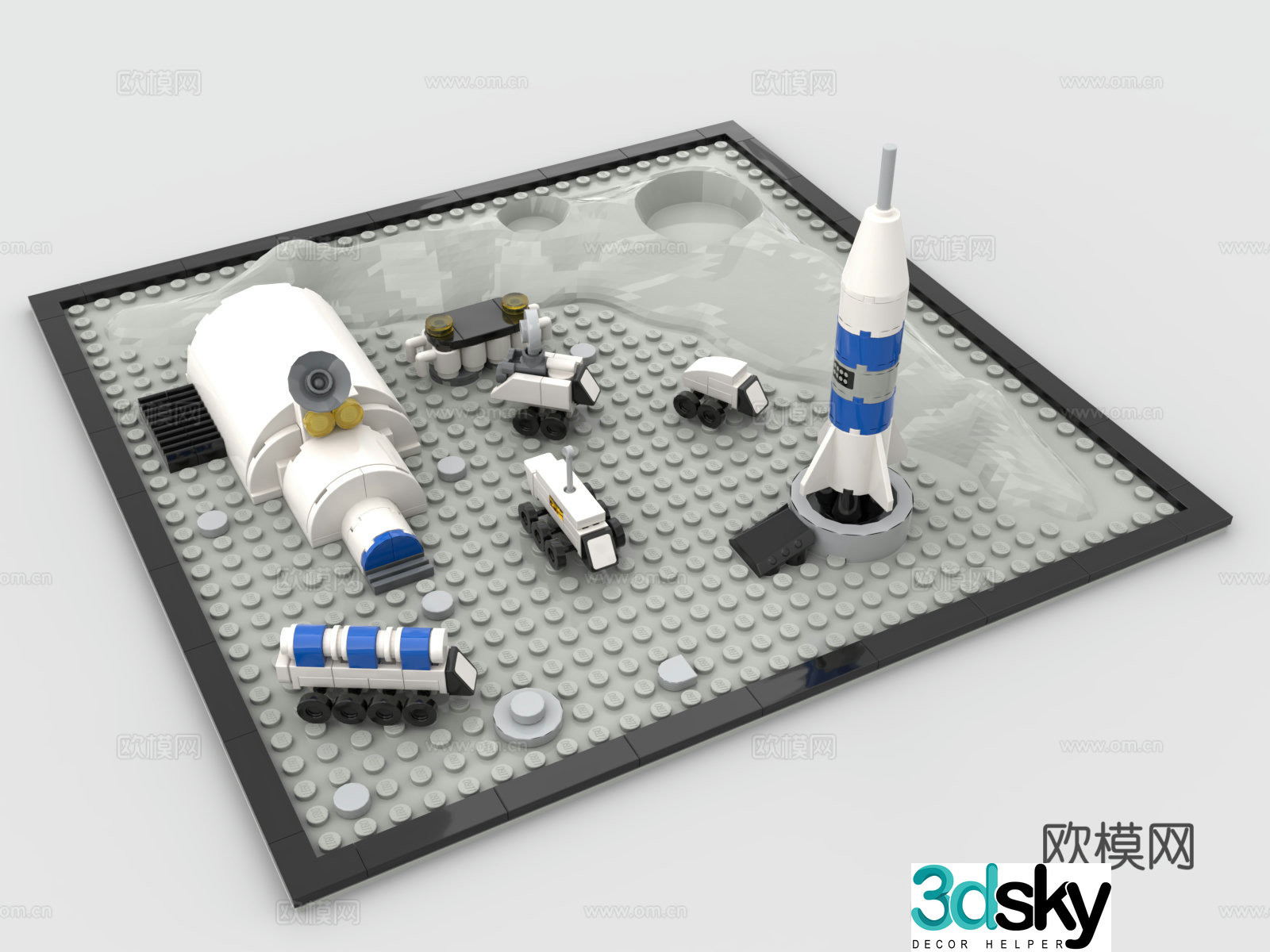 Lego toys building block toys moon base 3d model