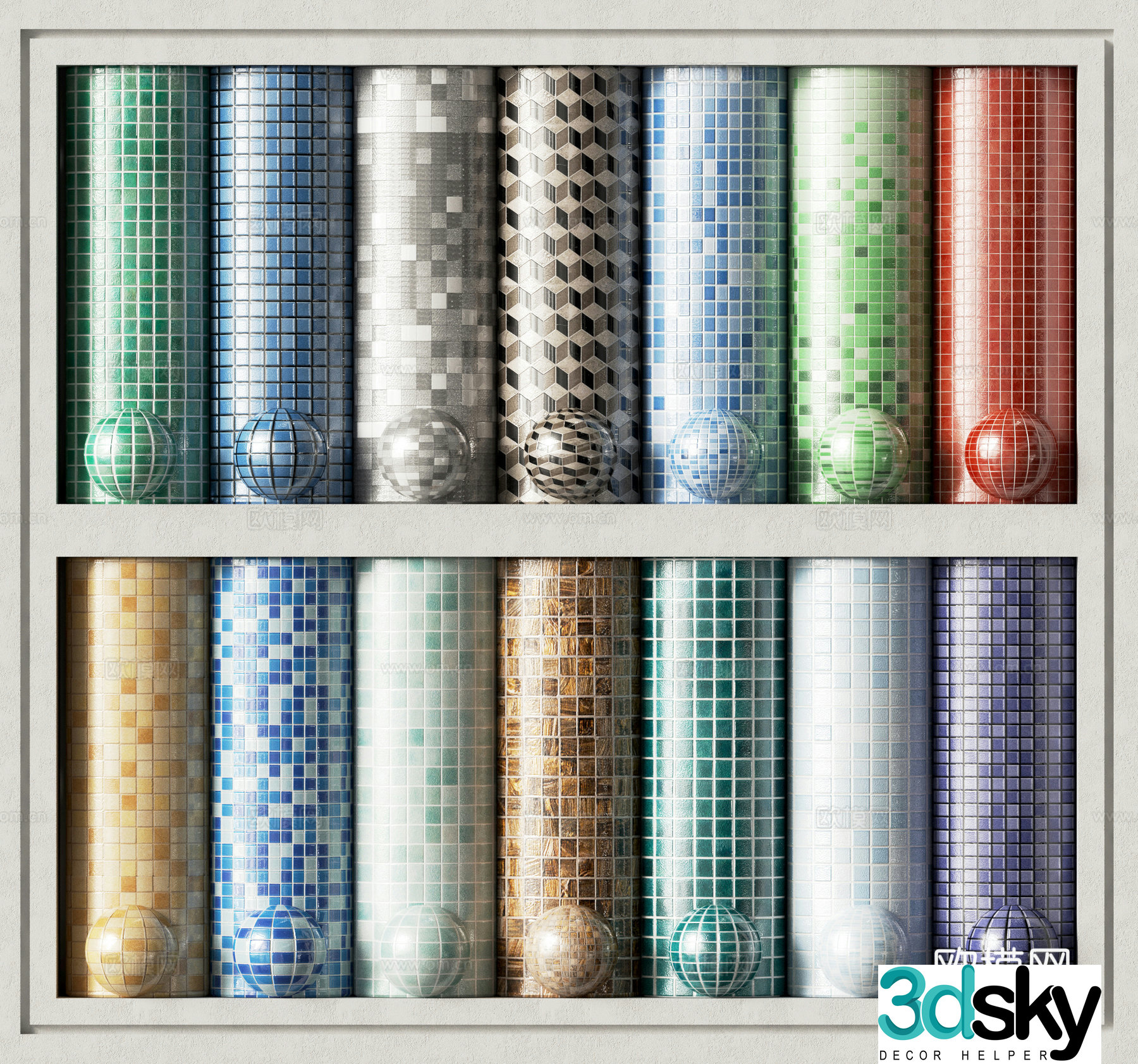 Mosaic tiles parquet tiles wall tiles 3d model