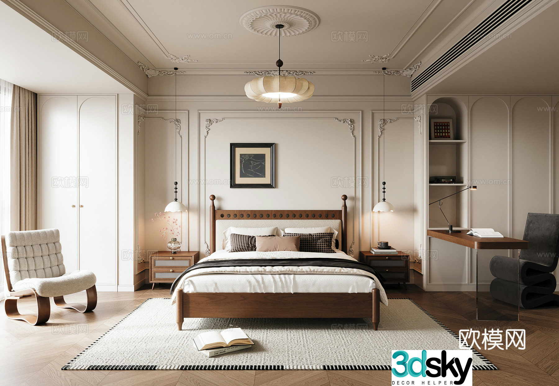 Medieval style bedroom master bedroom 3d model