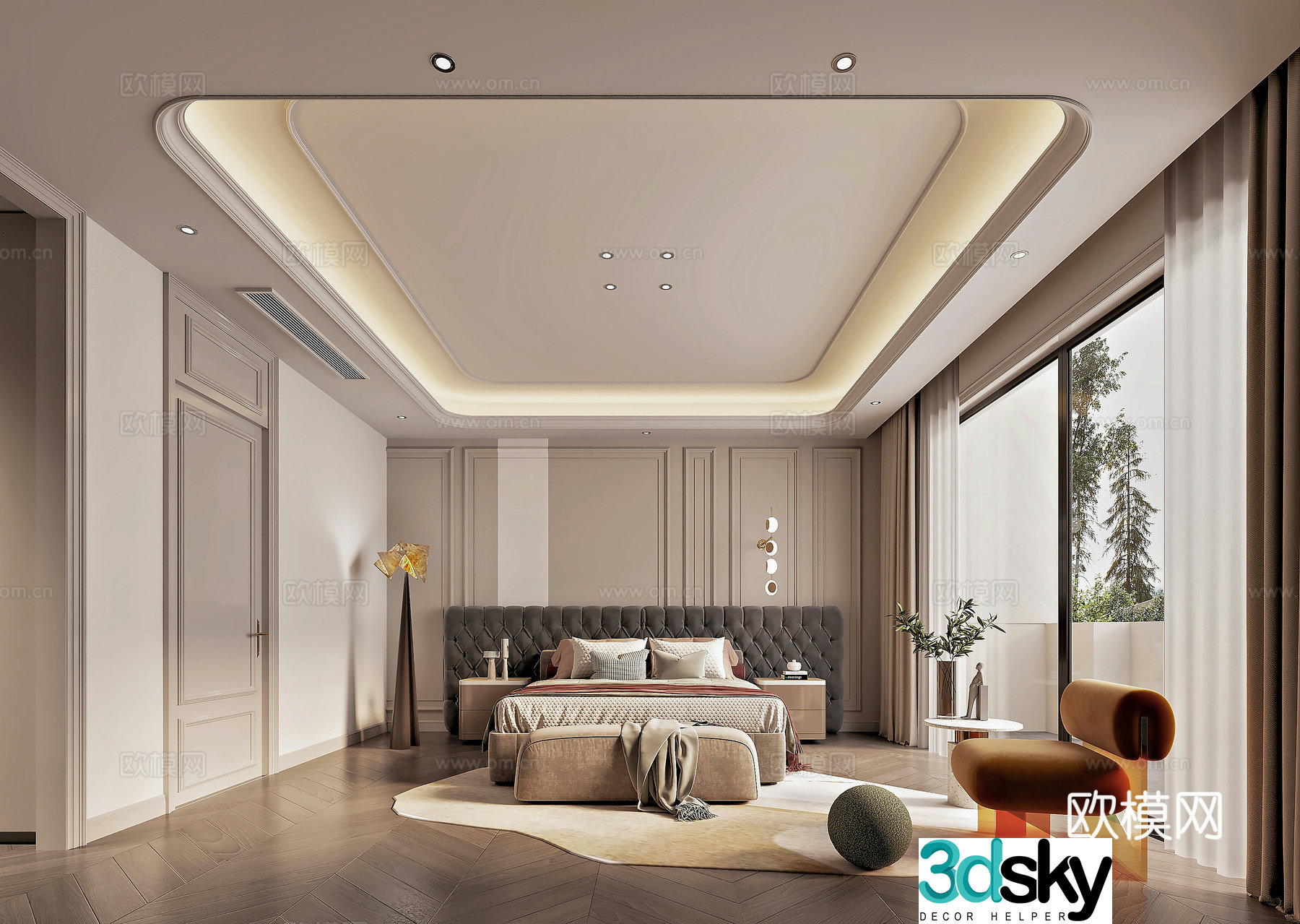 Italian style bedroom master bedroom 3d model