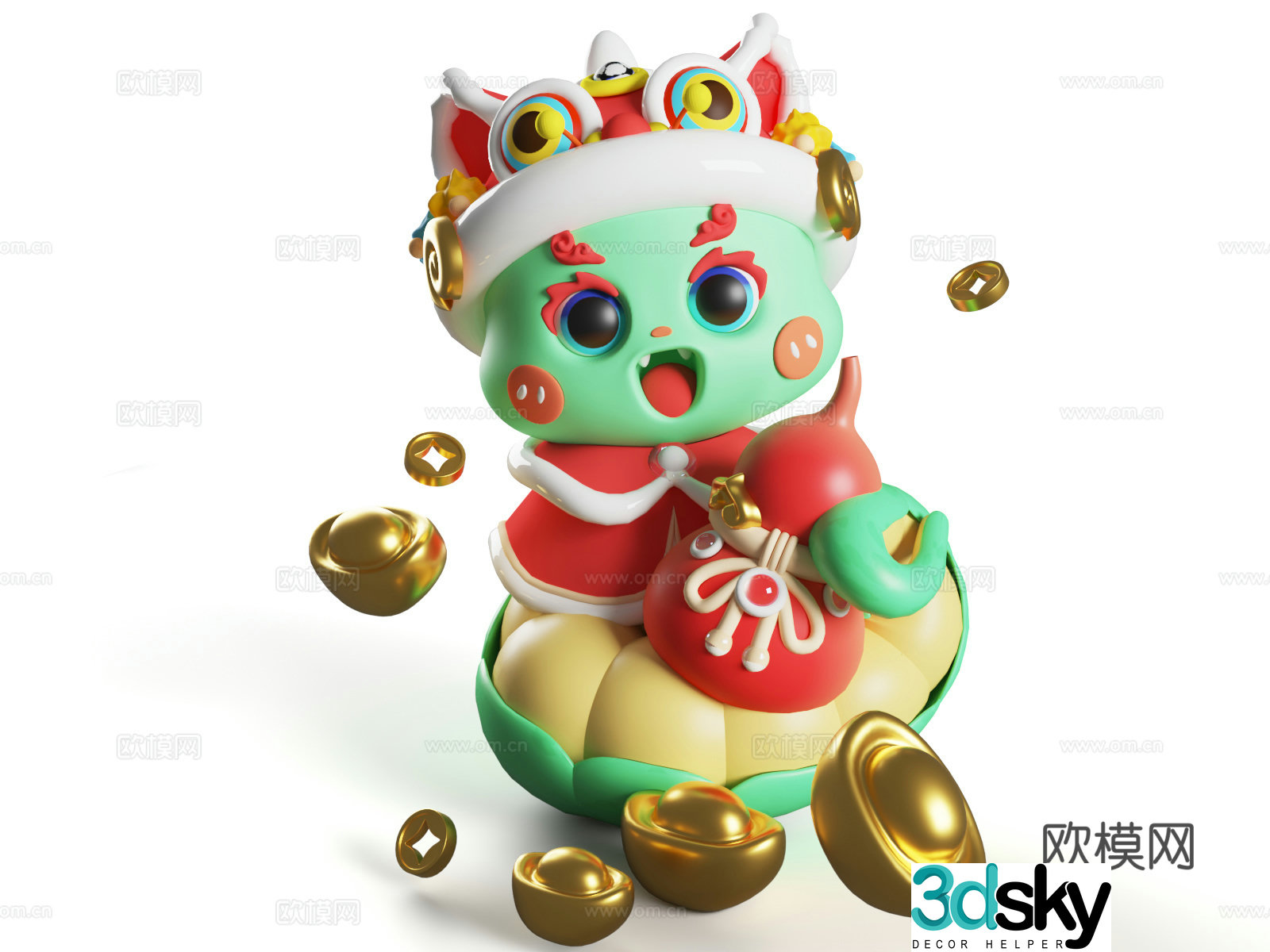 Cartoon snake mascot 3d model