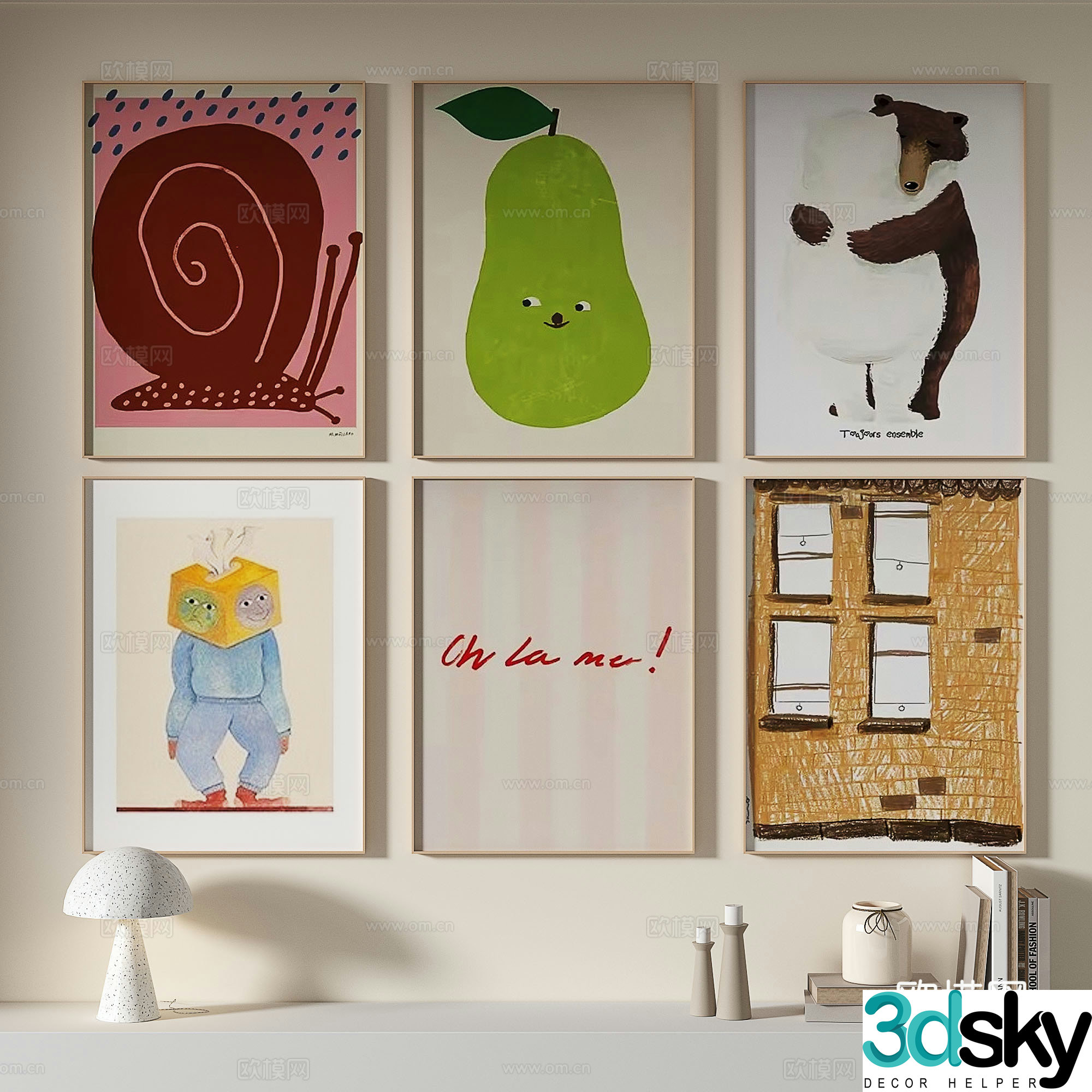 Decorative painting retro painting art painting hanging painting 3d model