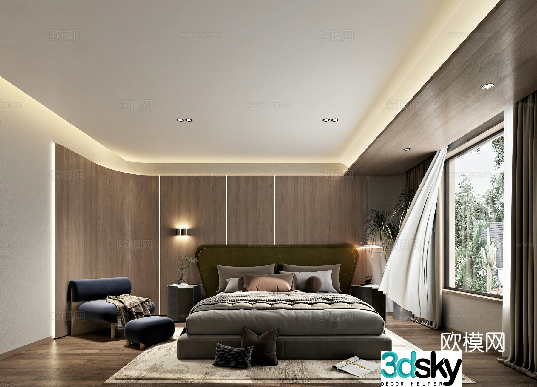 Modern bedroom master bedroom 3d model
