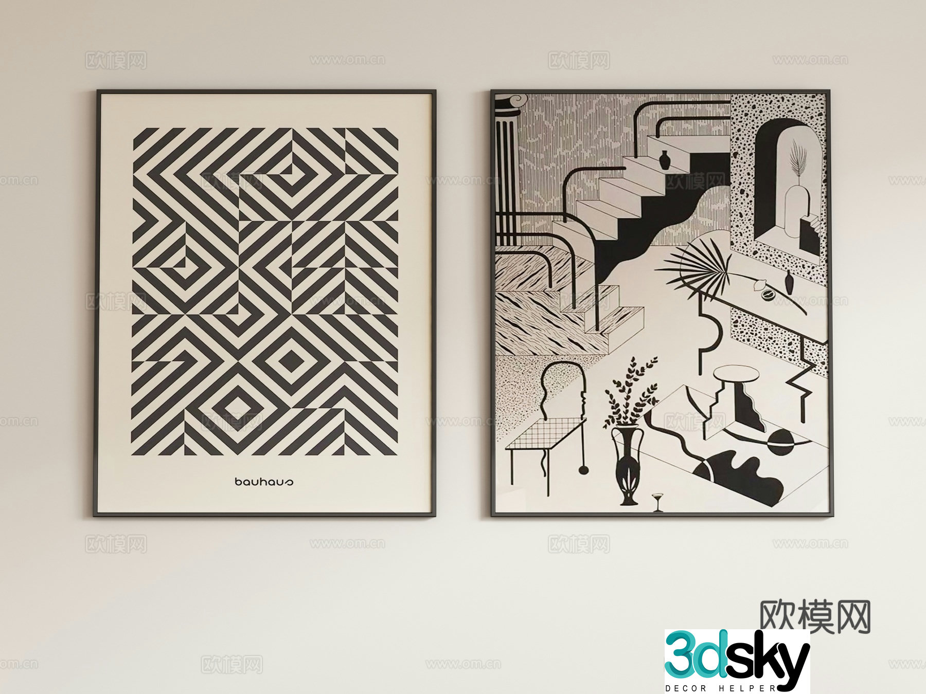 Modern abstract painting decorative painting art hanging painting 3D model