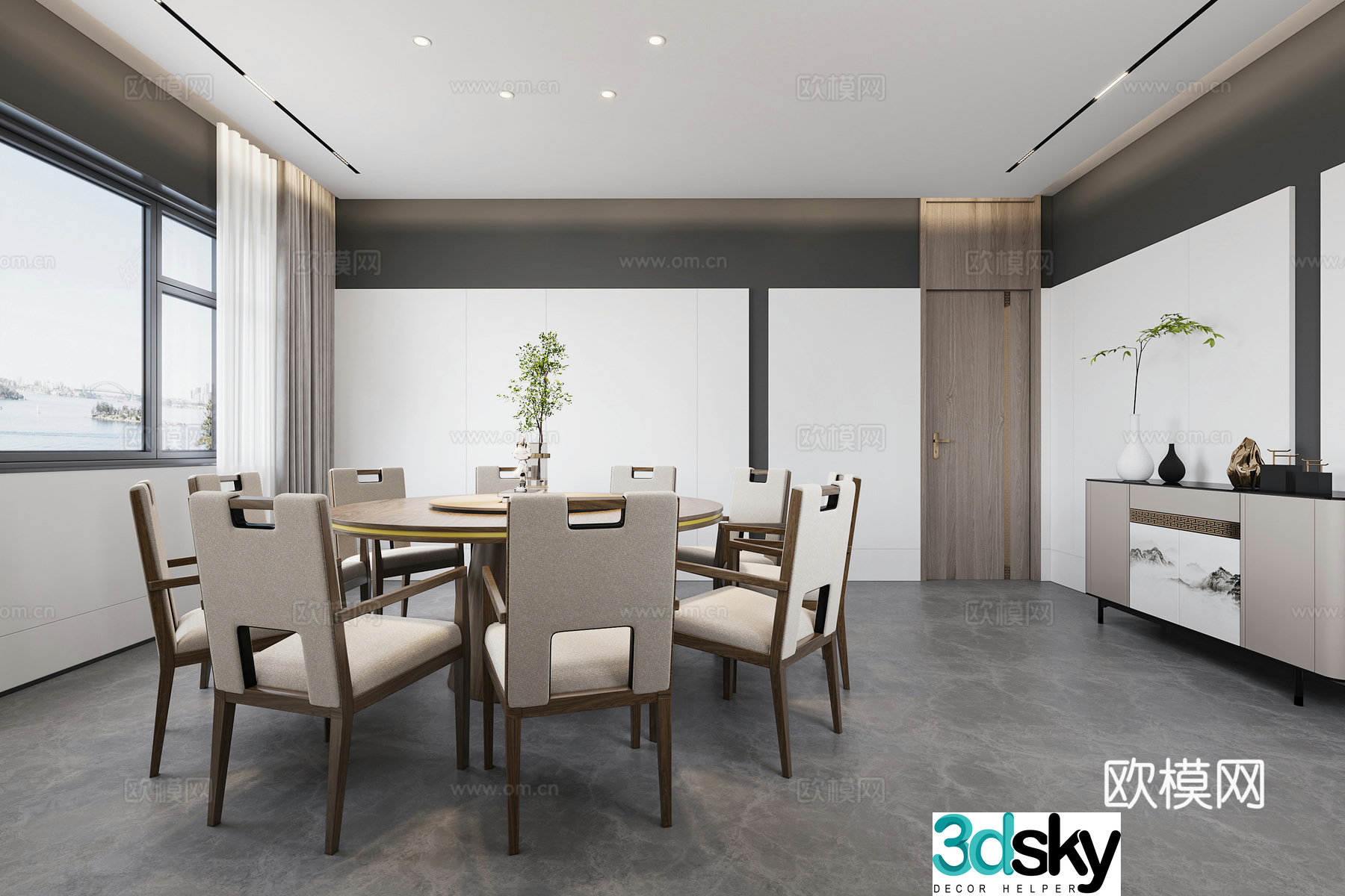 Chinese restaurant private room 3D model of restaurant private room