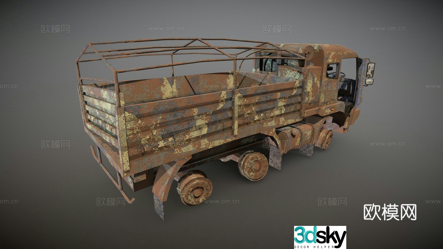 Abandoned military truck old car 3d model