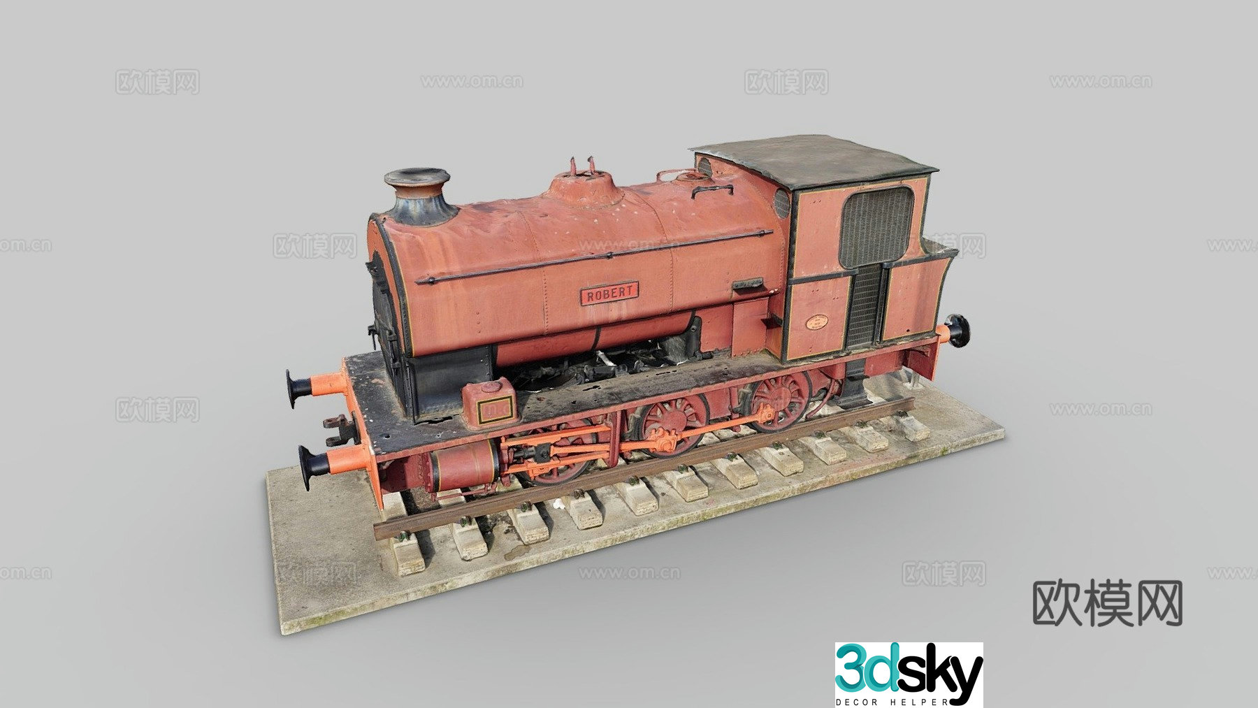 steam train rail car 3d model