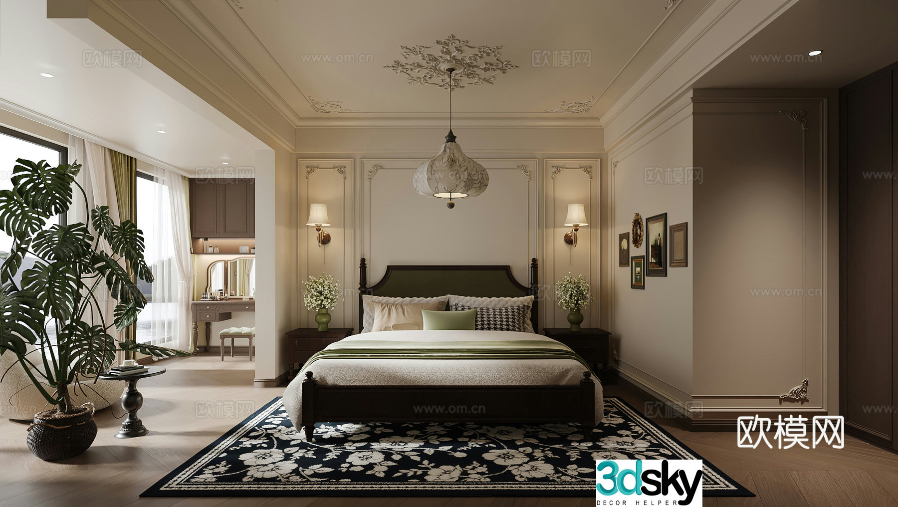 French retro bedroom master bedroom 3d model