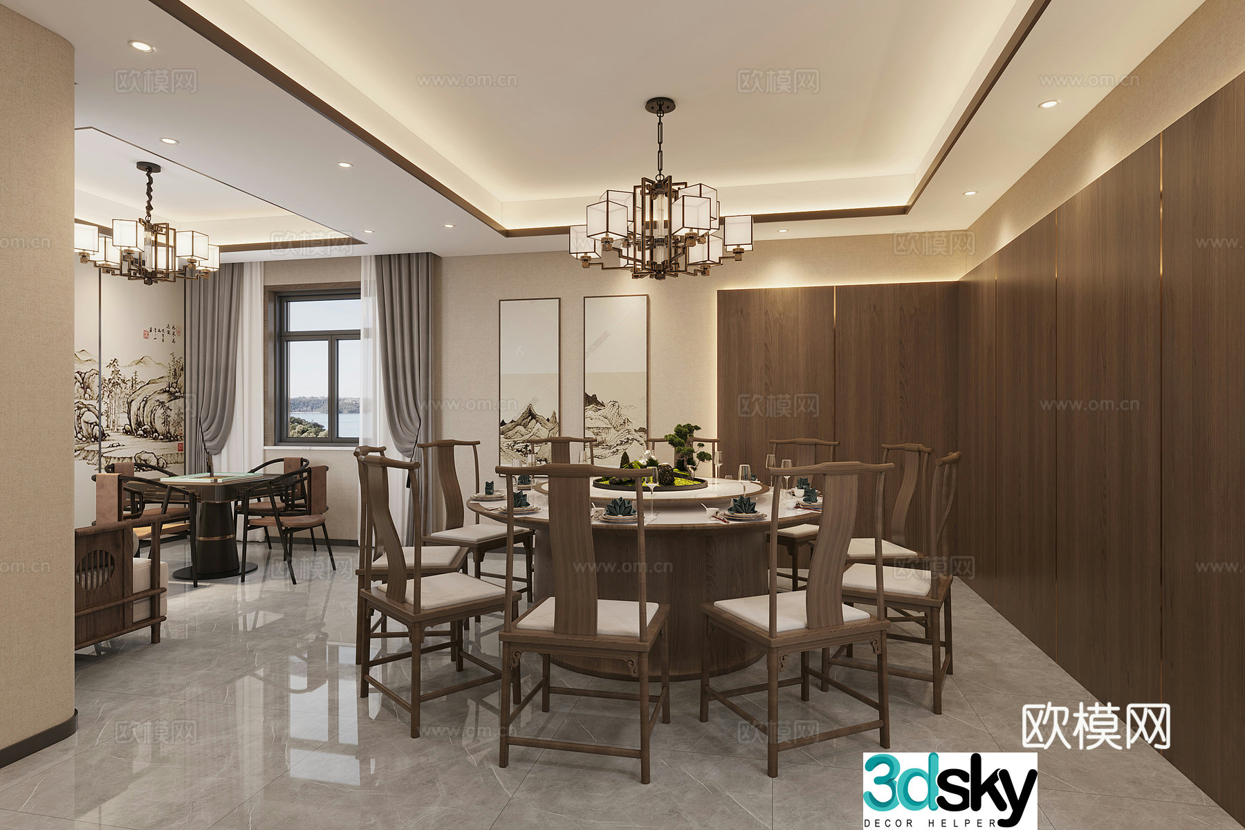 New Chinese restaurant private room 3D model