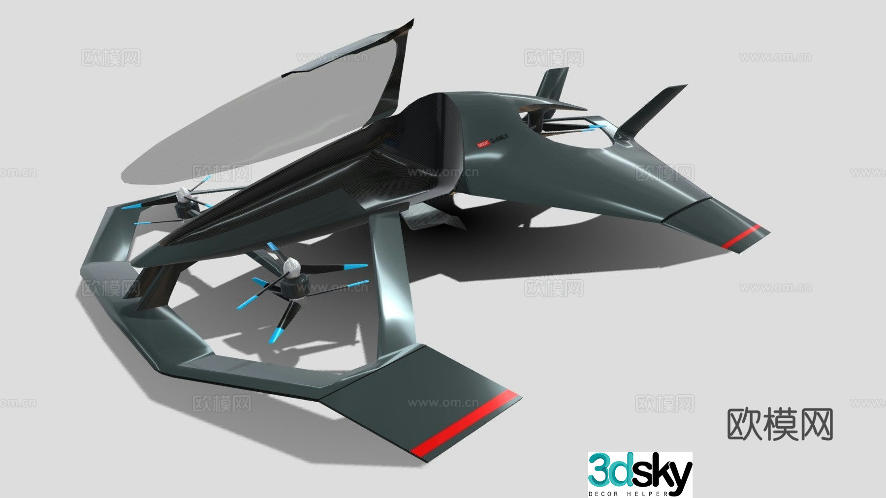 Sci-fi airplane hand-made ornaments 3D model