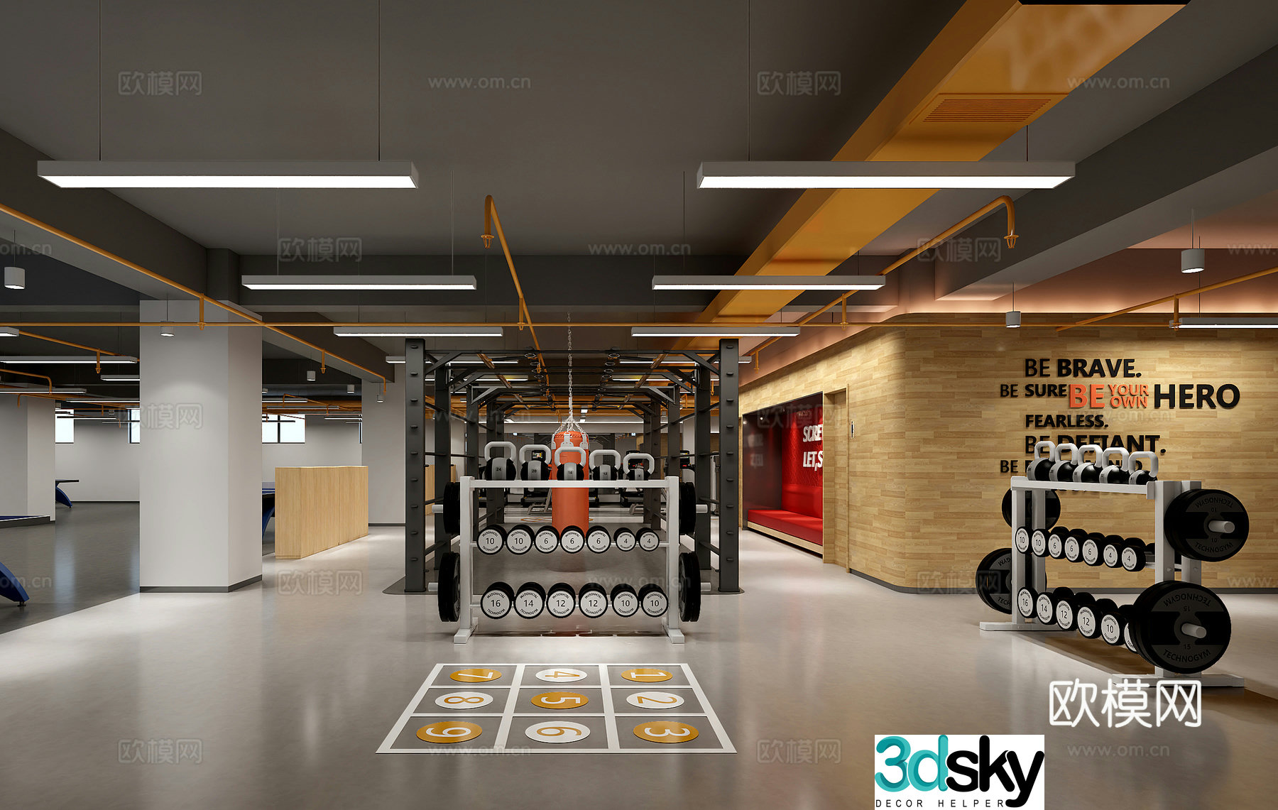 Modern gym 3d model