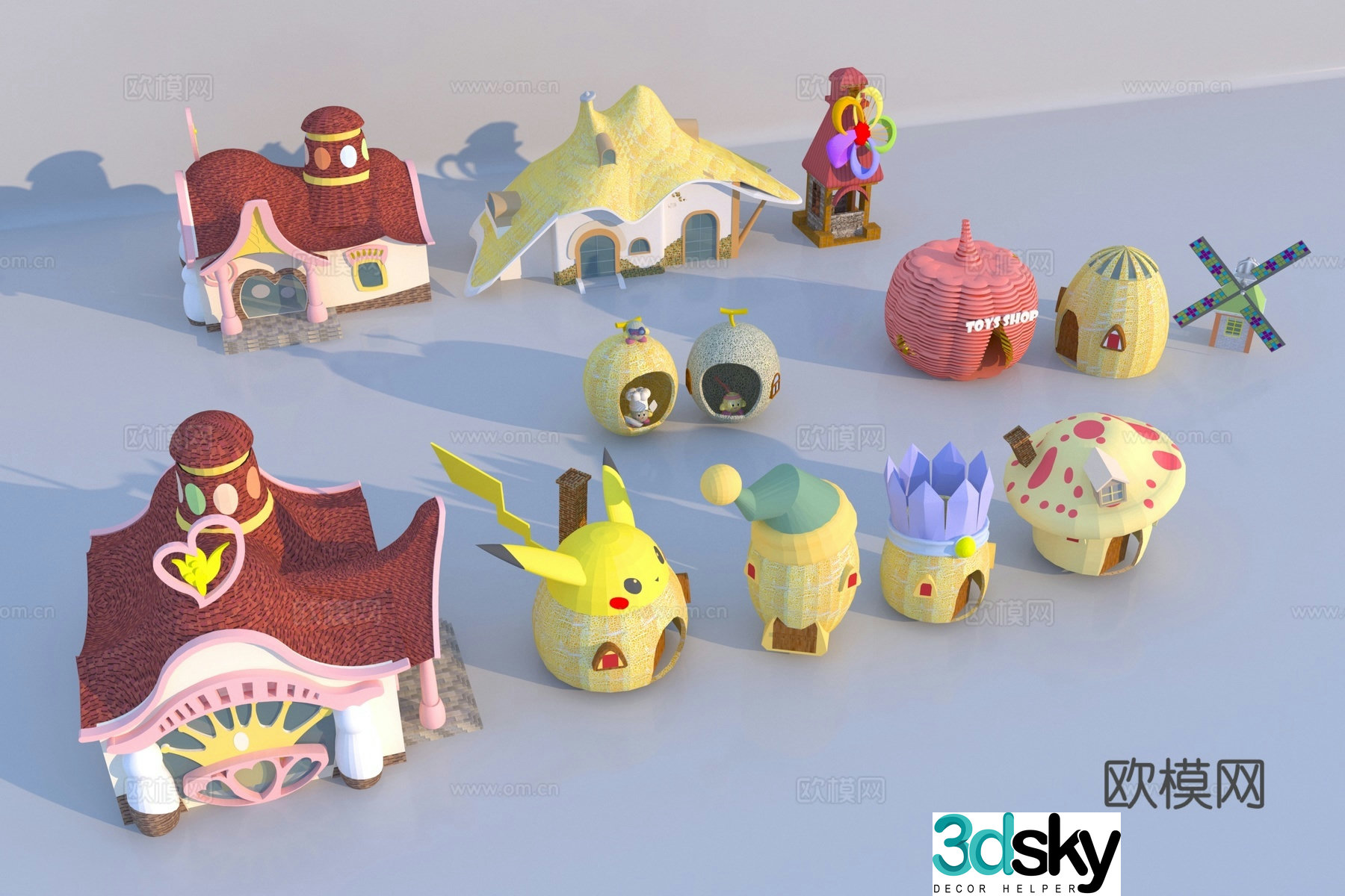 Modern cartoon building 3d model