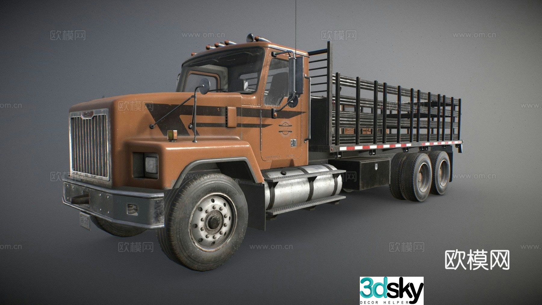 classic flatbed truck 3d model