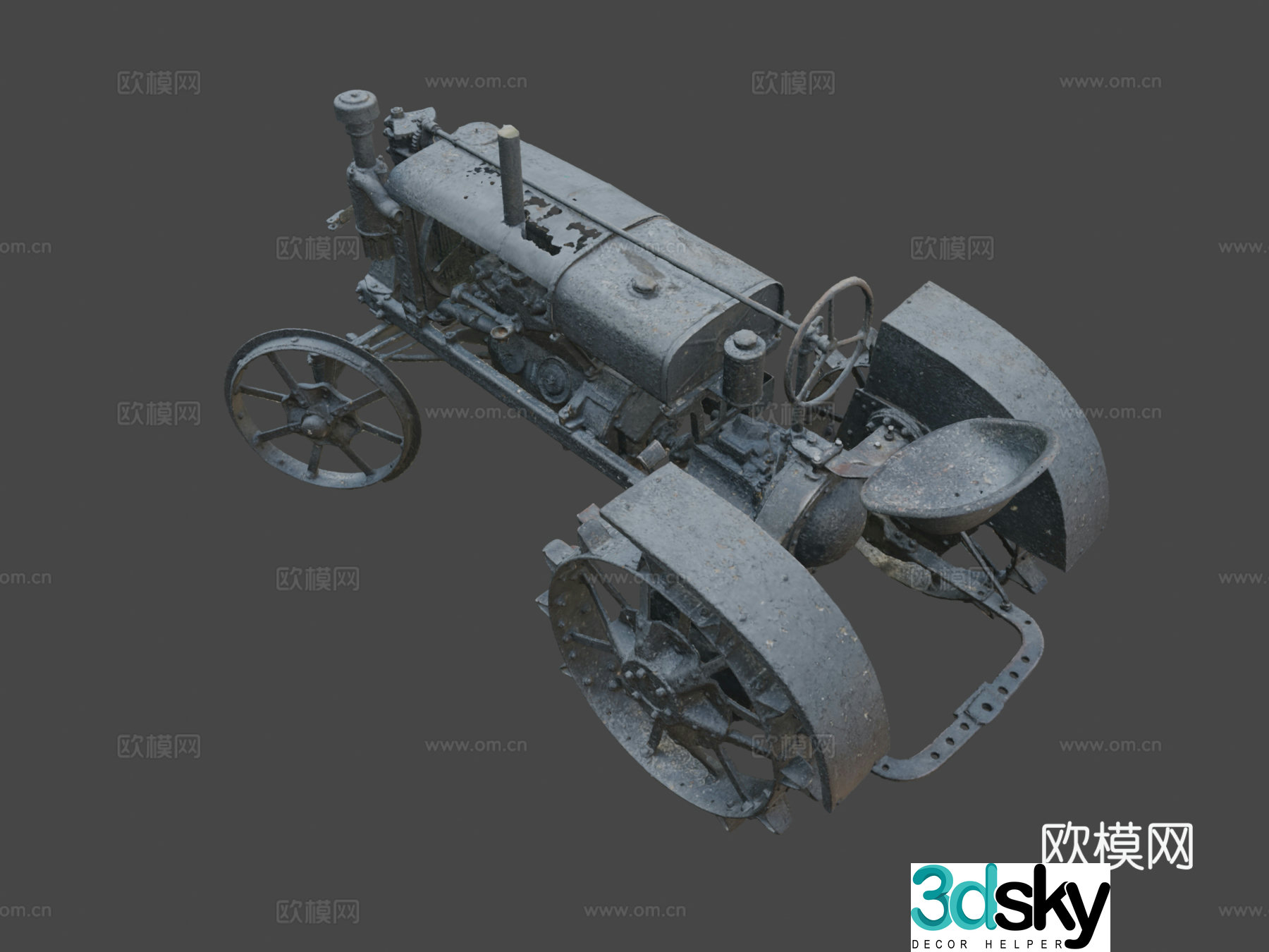 Vintage steam car 3d model