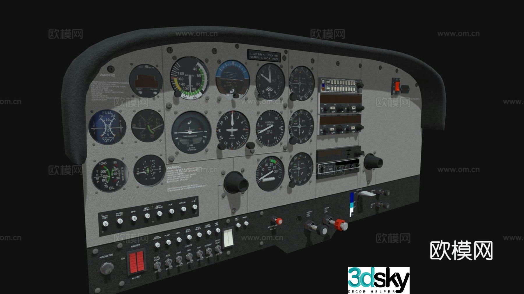 Cockpit instrument panel 3d model