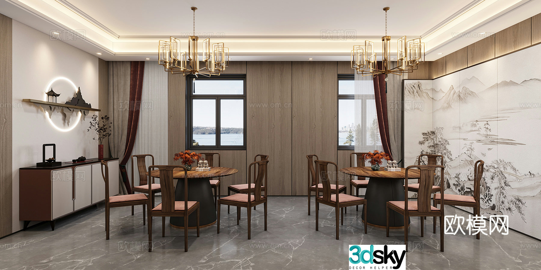 New Chinese restaurant private room 3D model