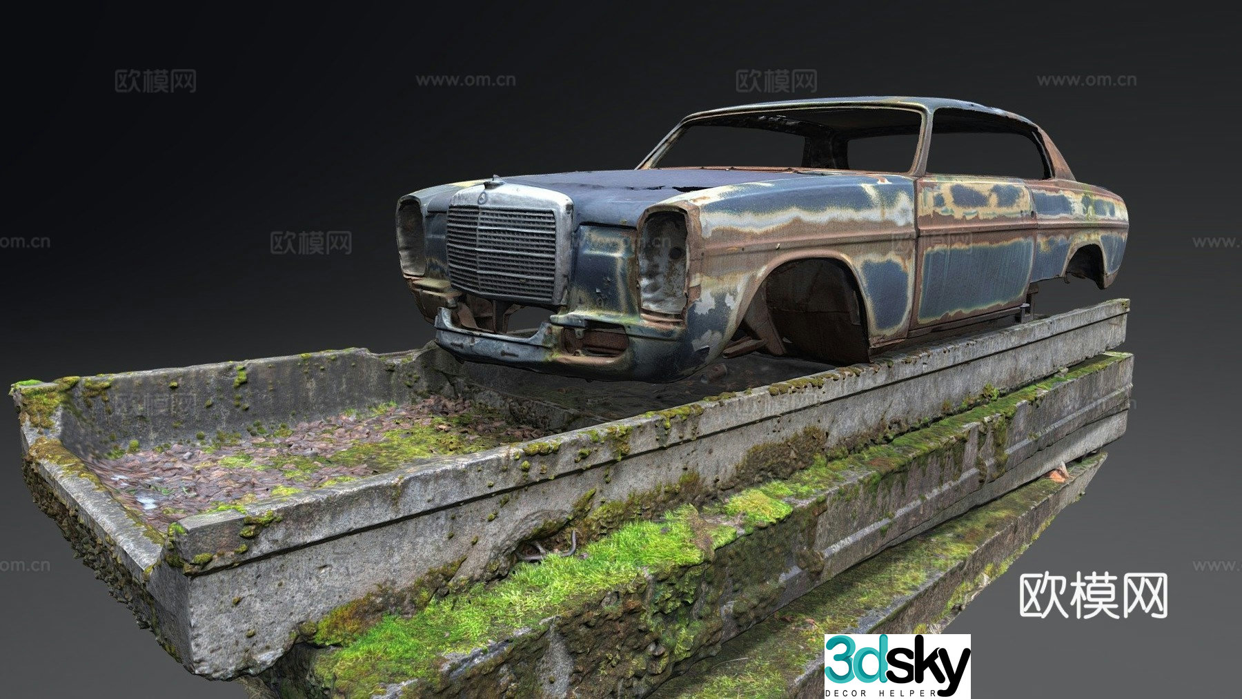 Mercedes wreckage car wreckage 3d model