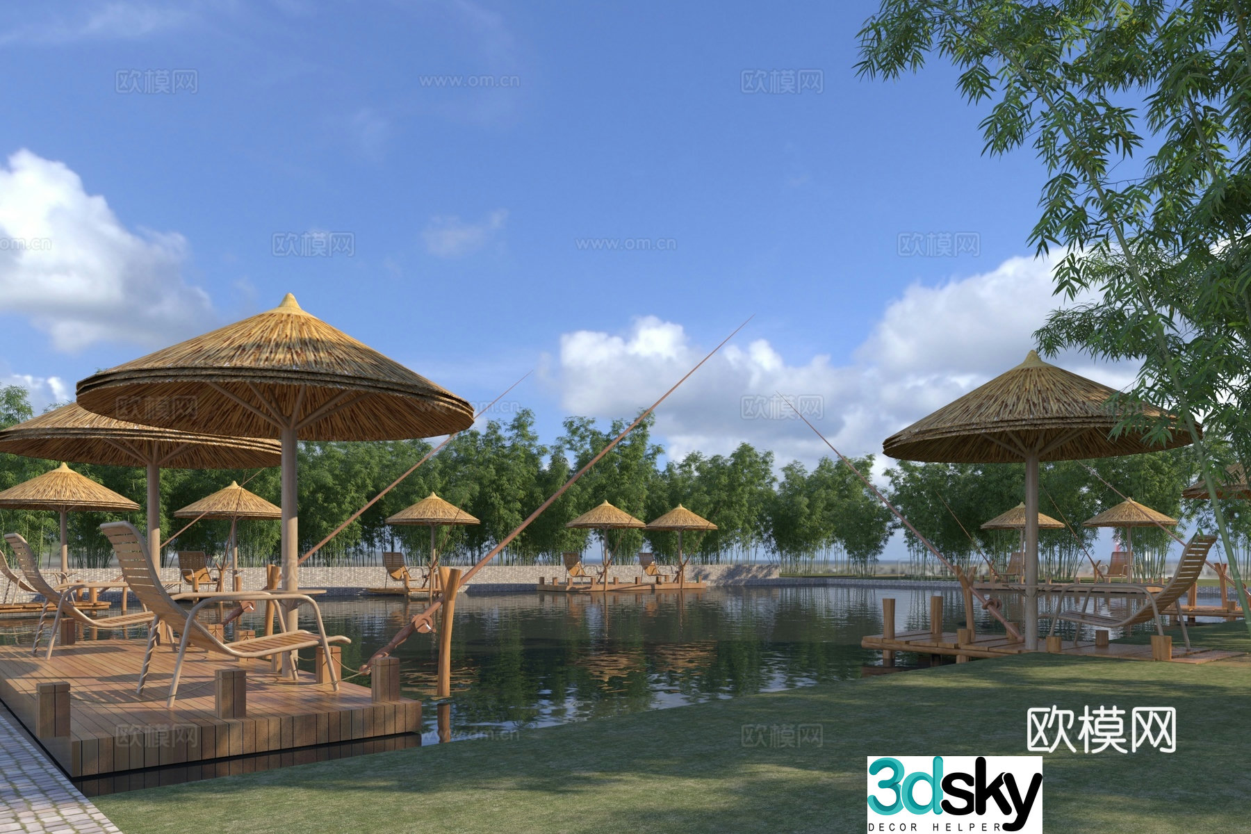 Waterfront Park Fishing Park 3d model