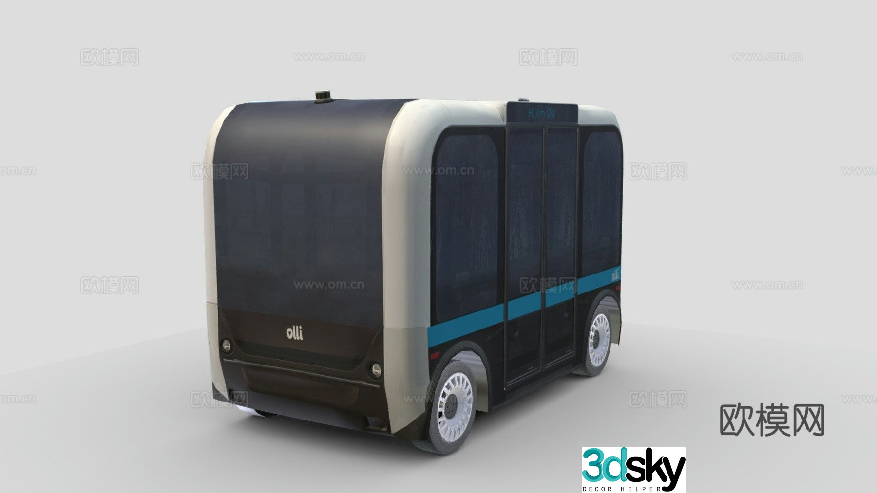 Self-driving shuttle mini bus 3d model
