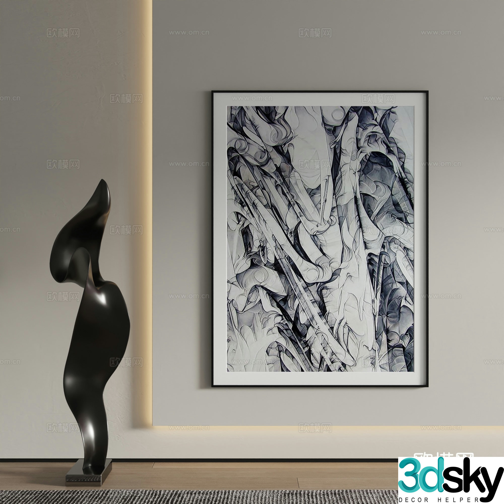 Decorative painting art painting hanging painting 3d model
