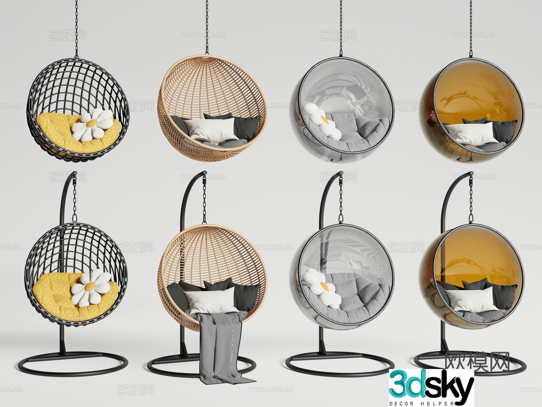 Modern hanging chair cradle chair rattan hanging chair swing chair 3d model