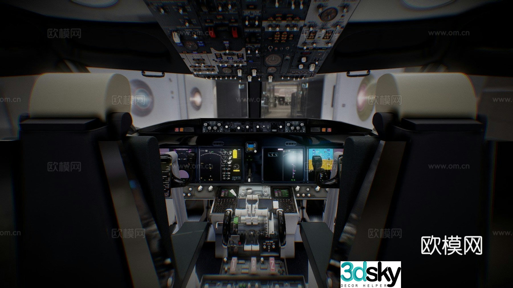 Aircraft cockpit 3d model