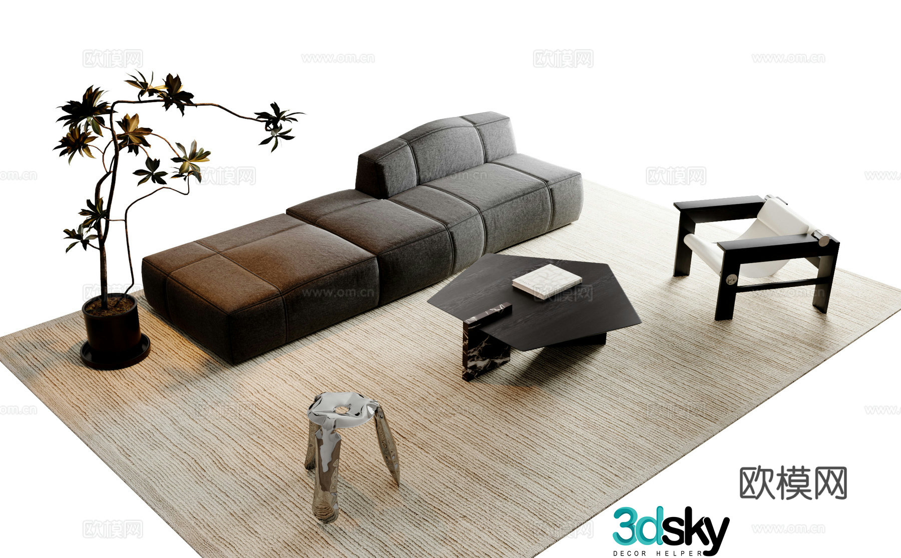 Modern sectional sofa 3d model