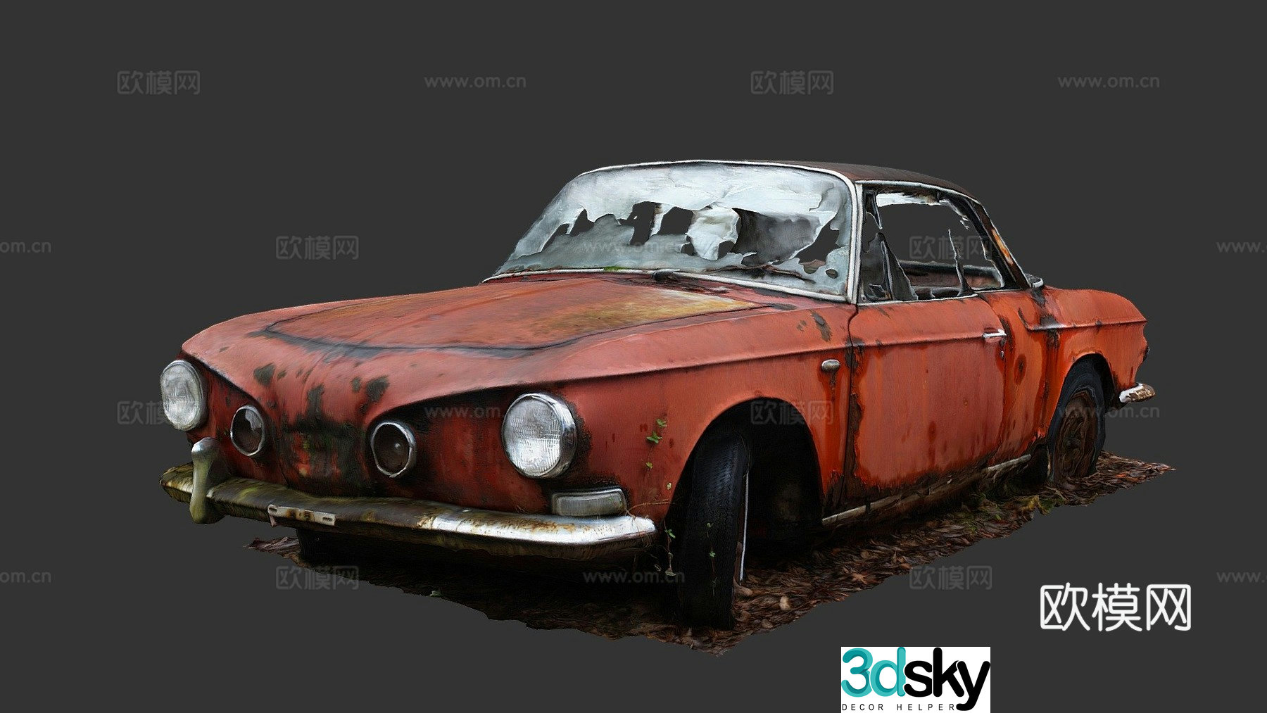 Abandoned car sedan 3d model