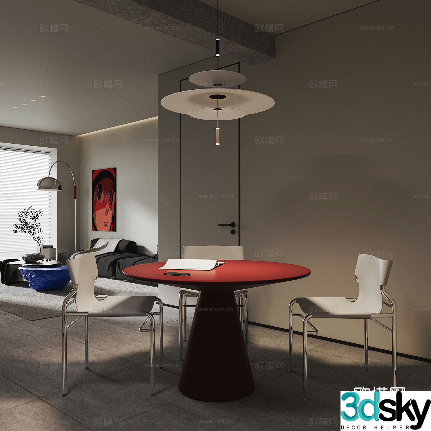 Modern guest restaurant 3d model