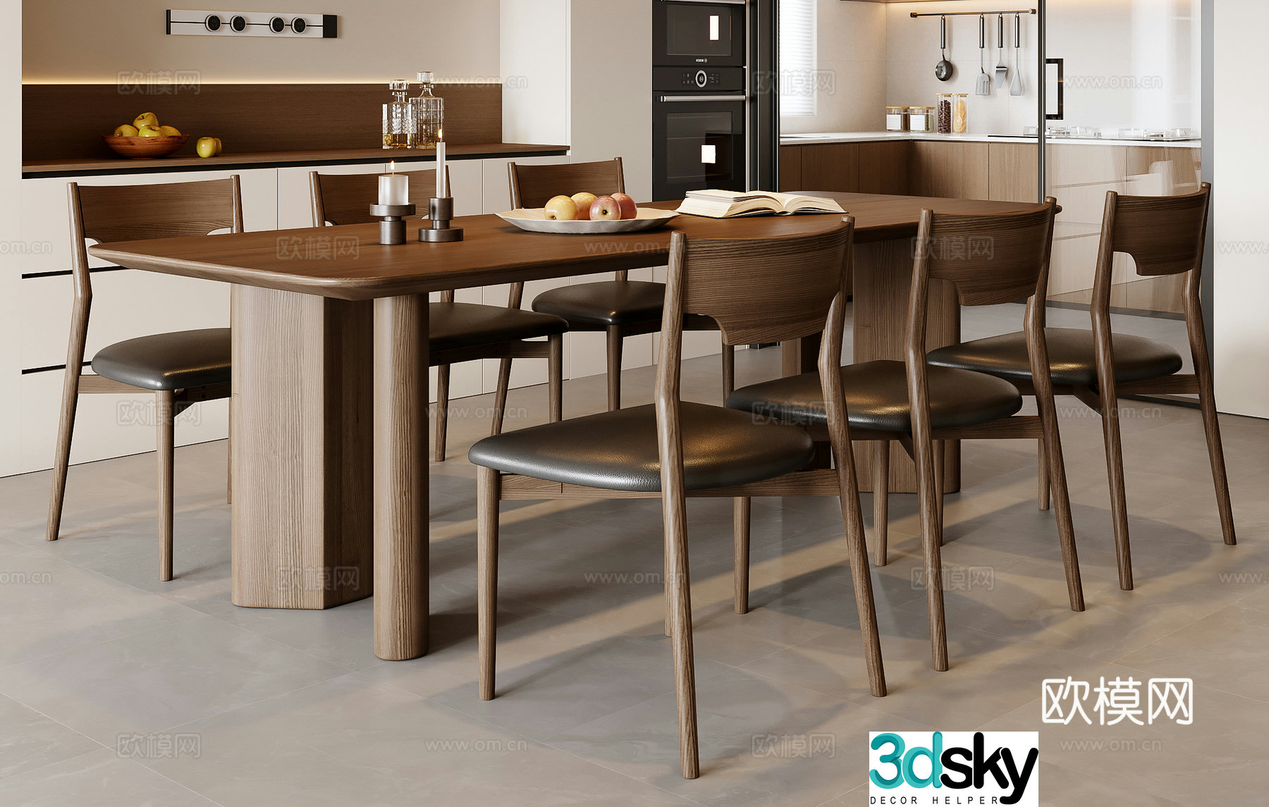Medieval style dining table and chairs bar dining table 3D model