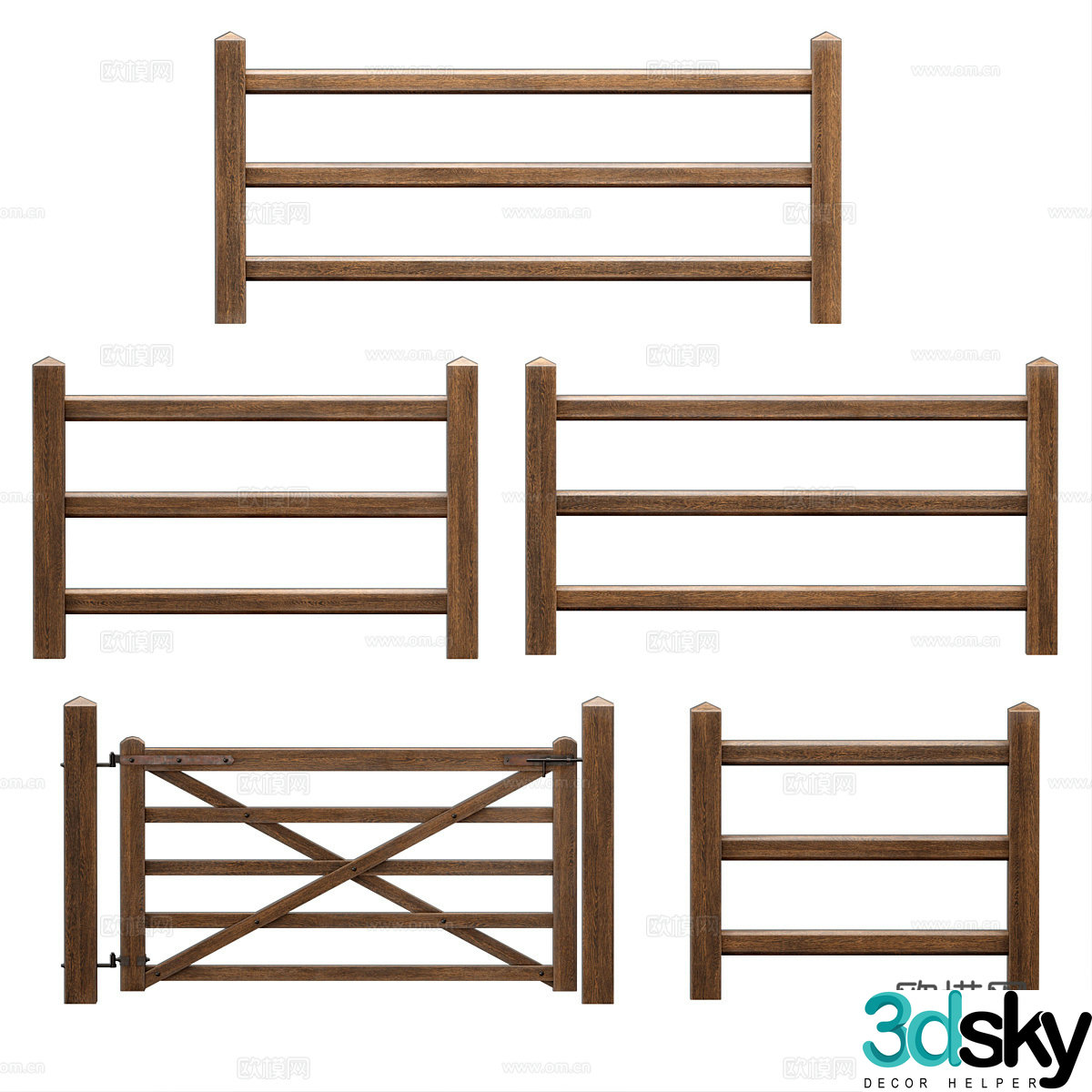 horse fence fence wooden fence 3d model