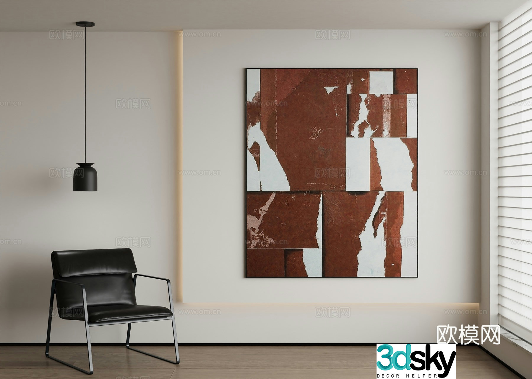Modern abstract painting decorative painting 3d model