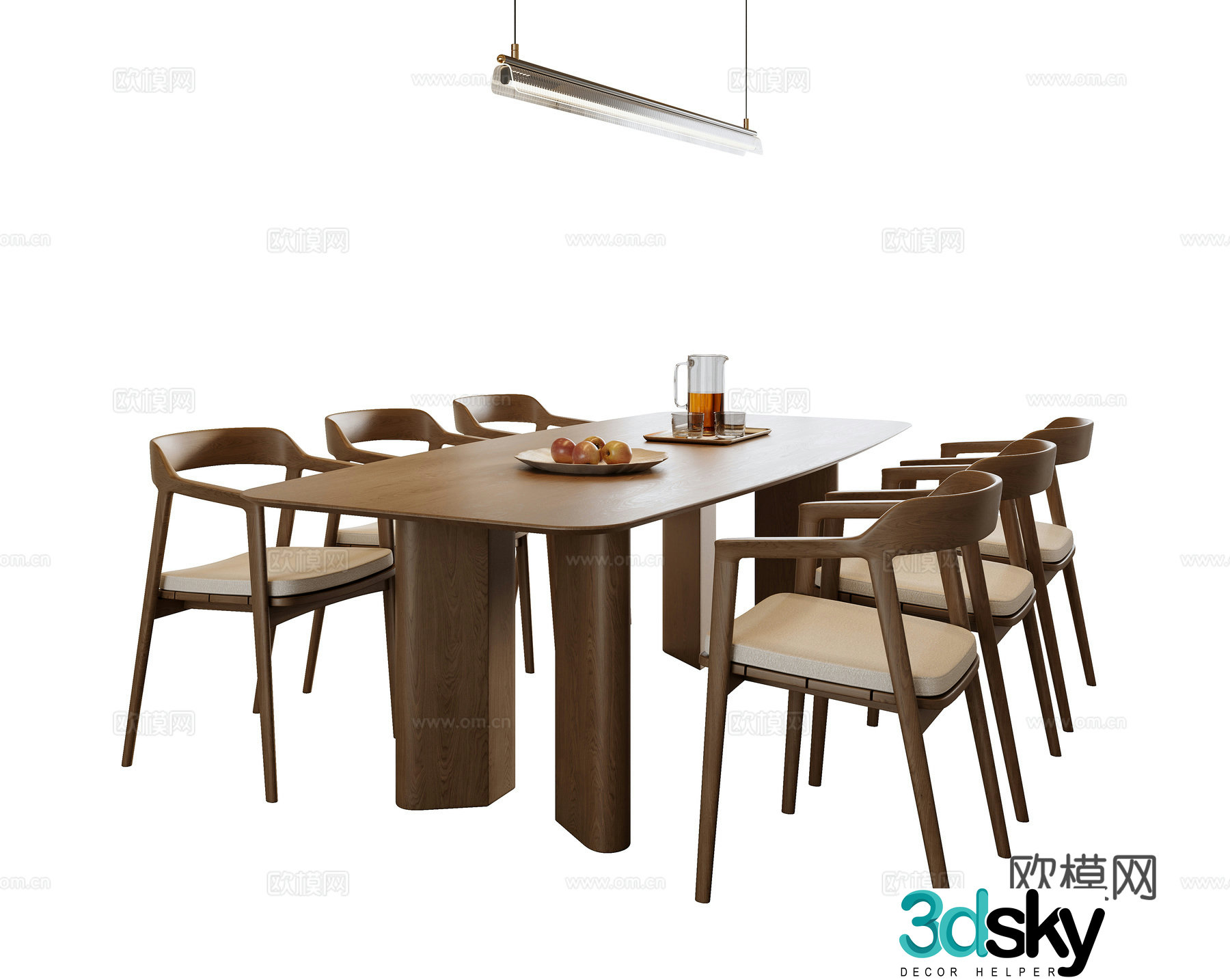 New Chinese style dining table and chairs Bar dining table 3D model