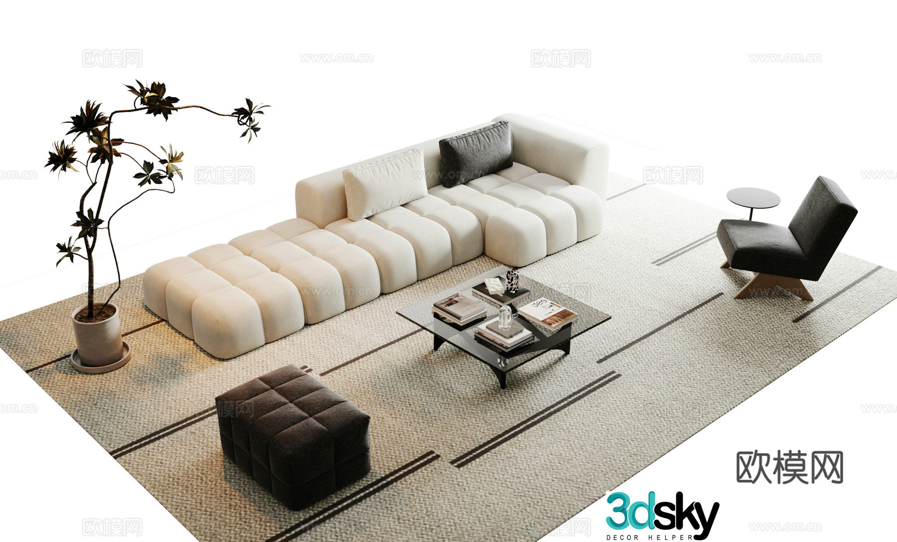 Modern sectional sofa 3d model