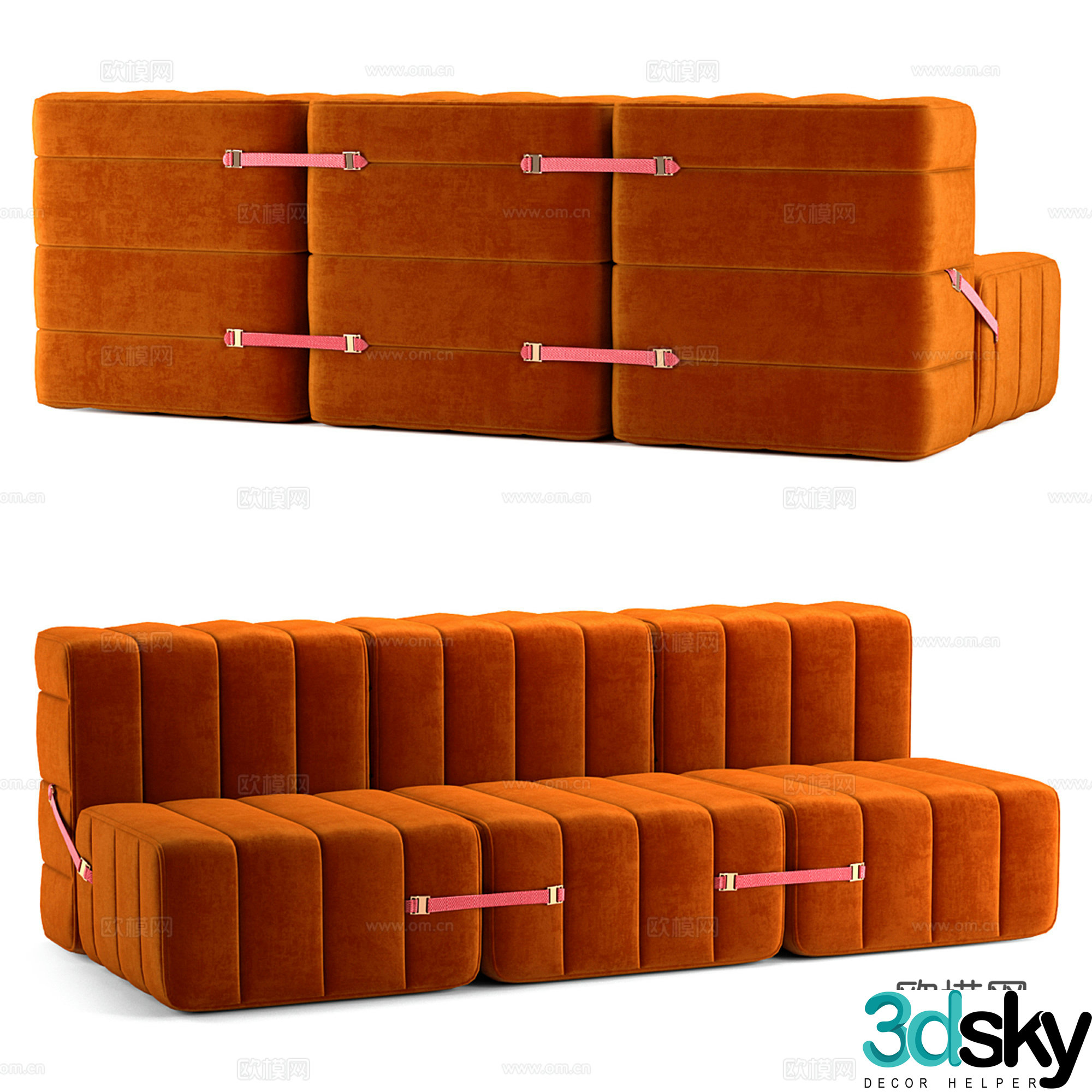 Modern three-seat sofa 3d model