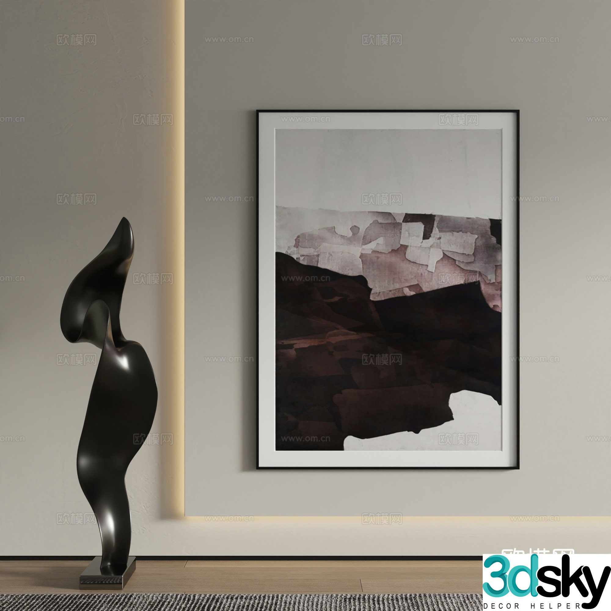 Modern decorative painting art painting hanging painting 3d model