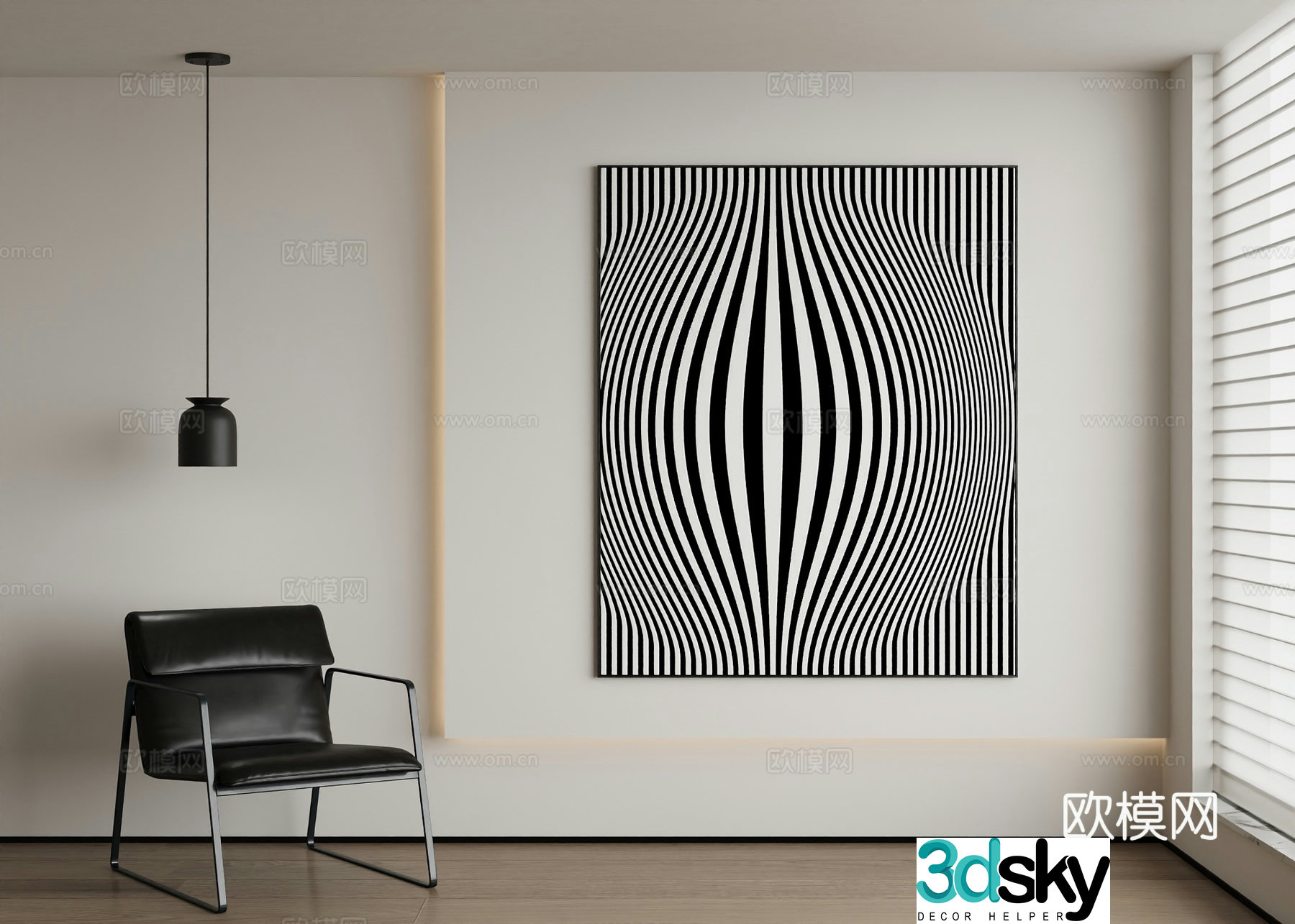 Modern abstract painting decorative painting 3d model
