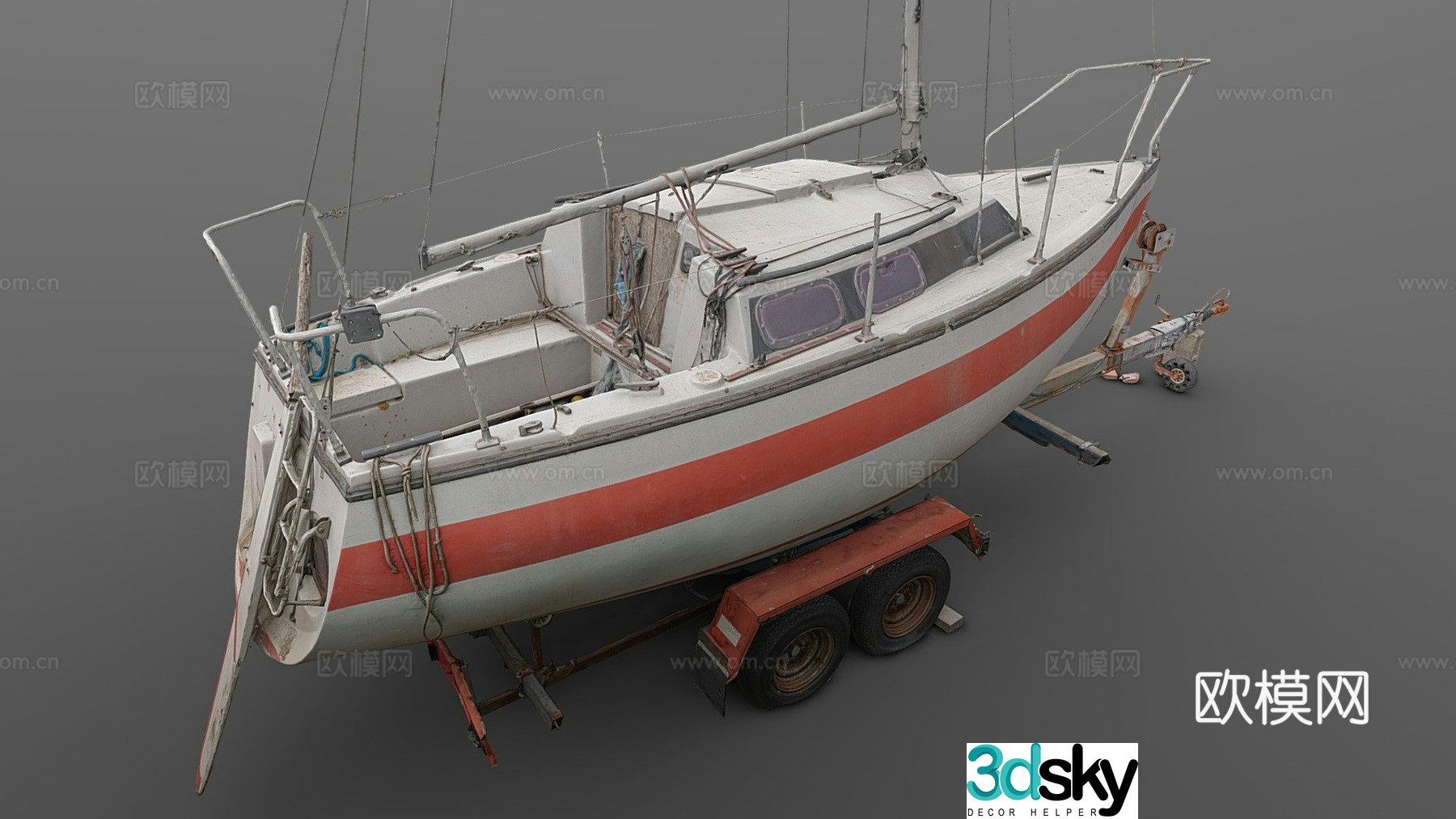 dry dock sailing ship 3d model