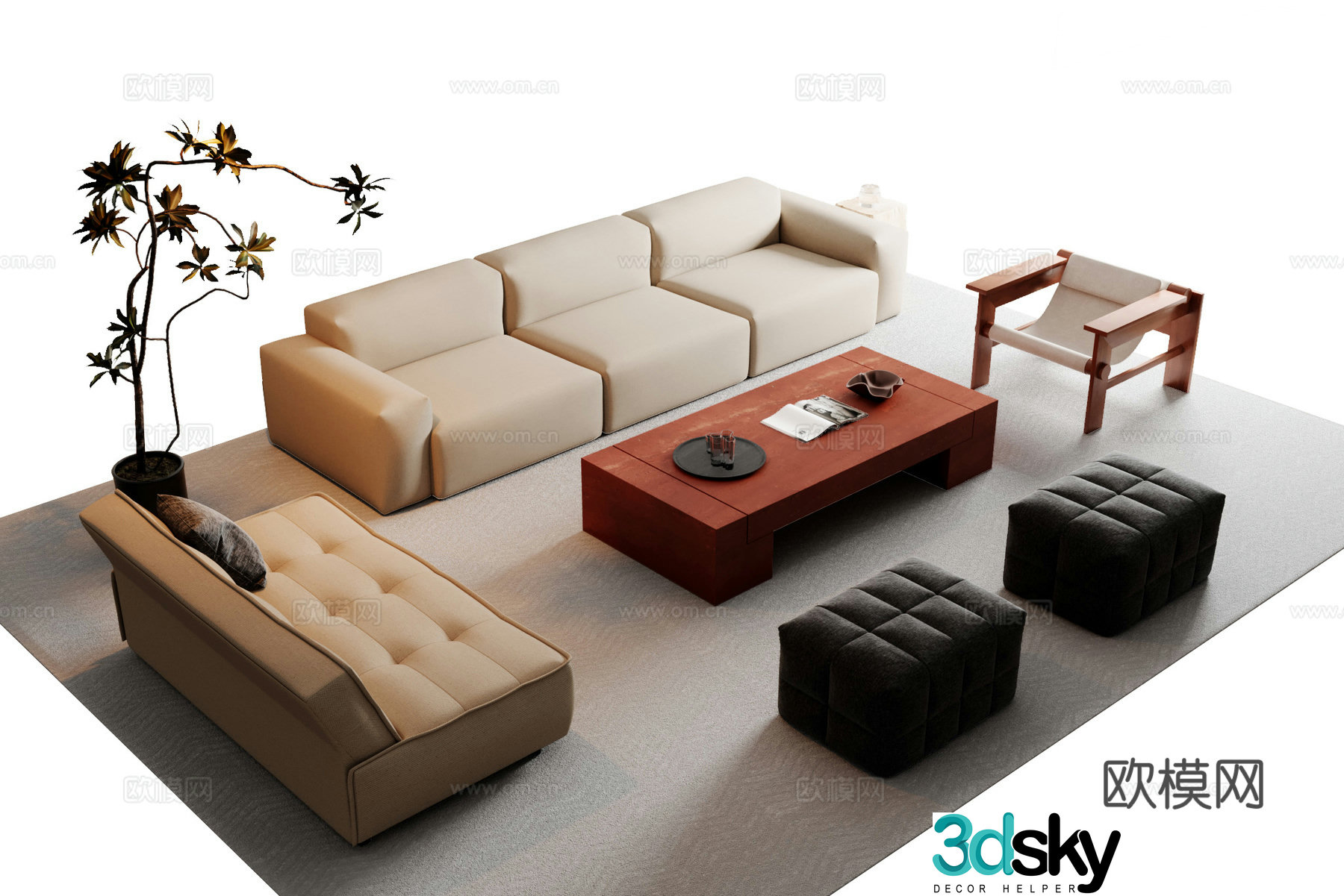 Modern sectional sofa 3d model