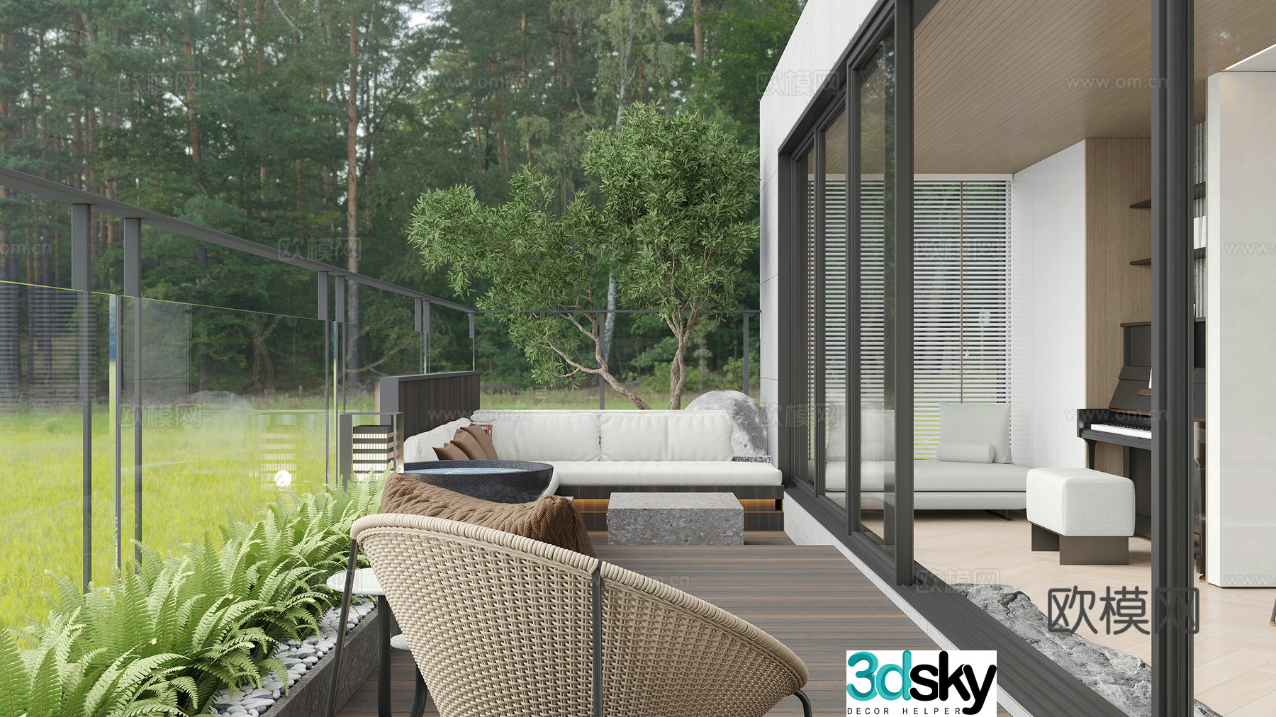 Modern leisure balcony 3d model