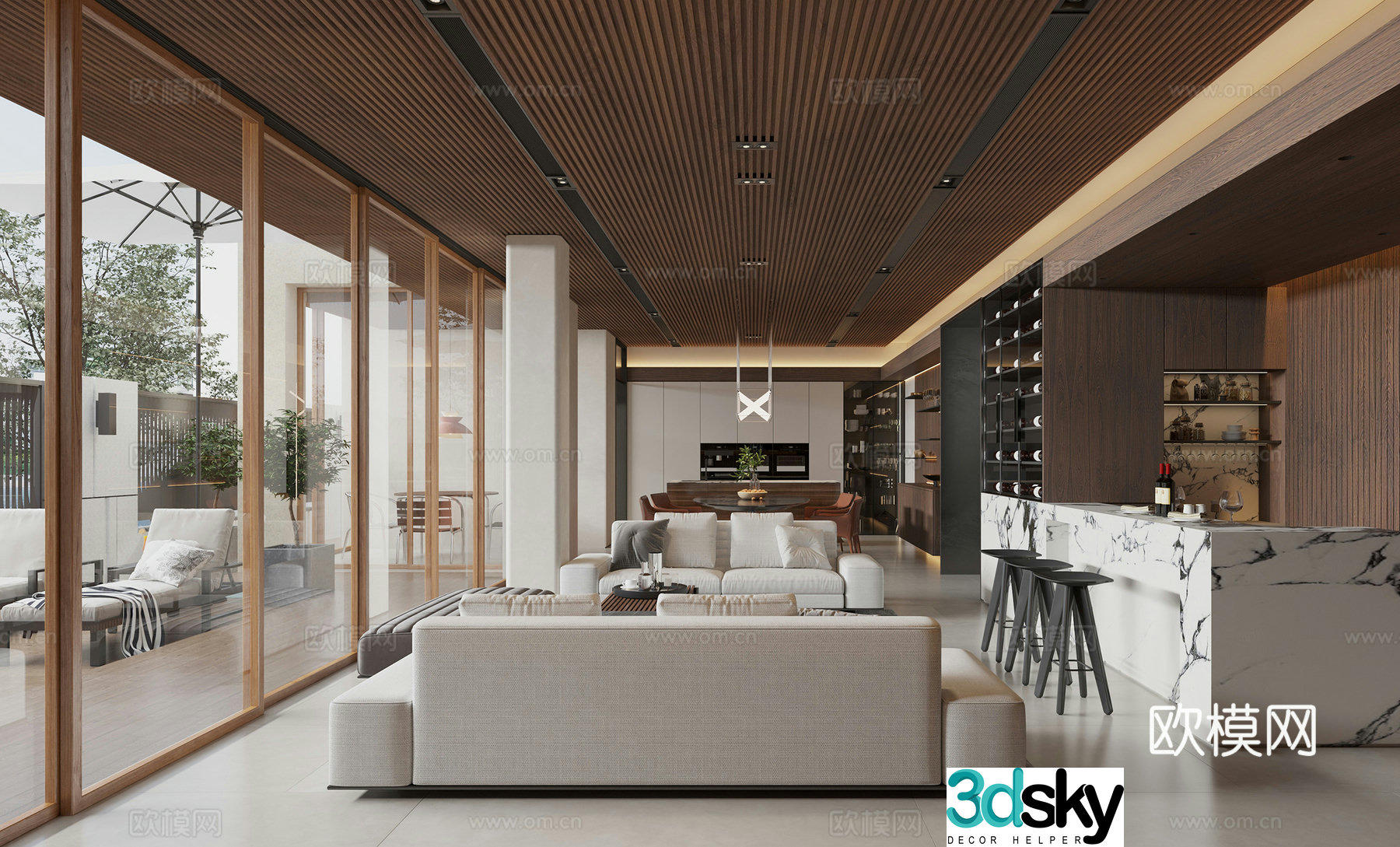 Modern guest restaurant 3d model
