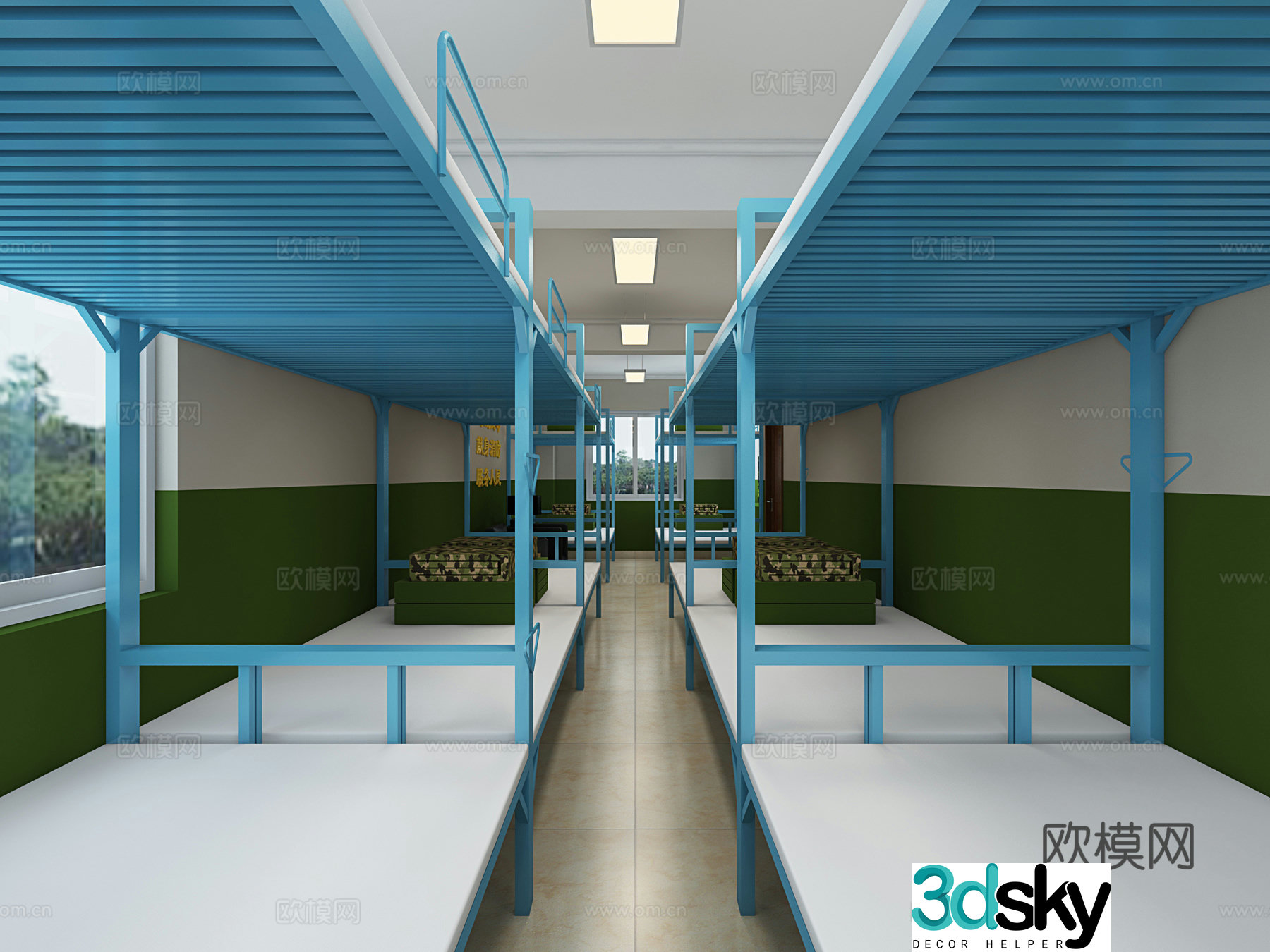 Modern fire station dormitory 3d model