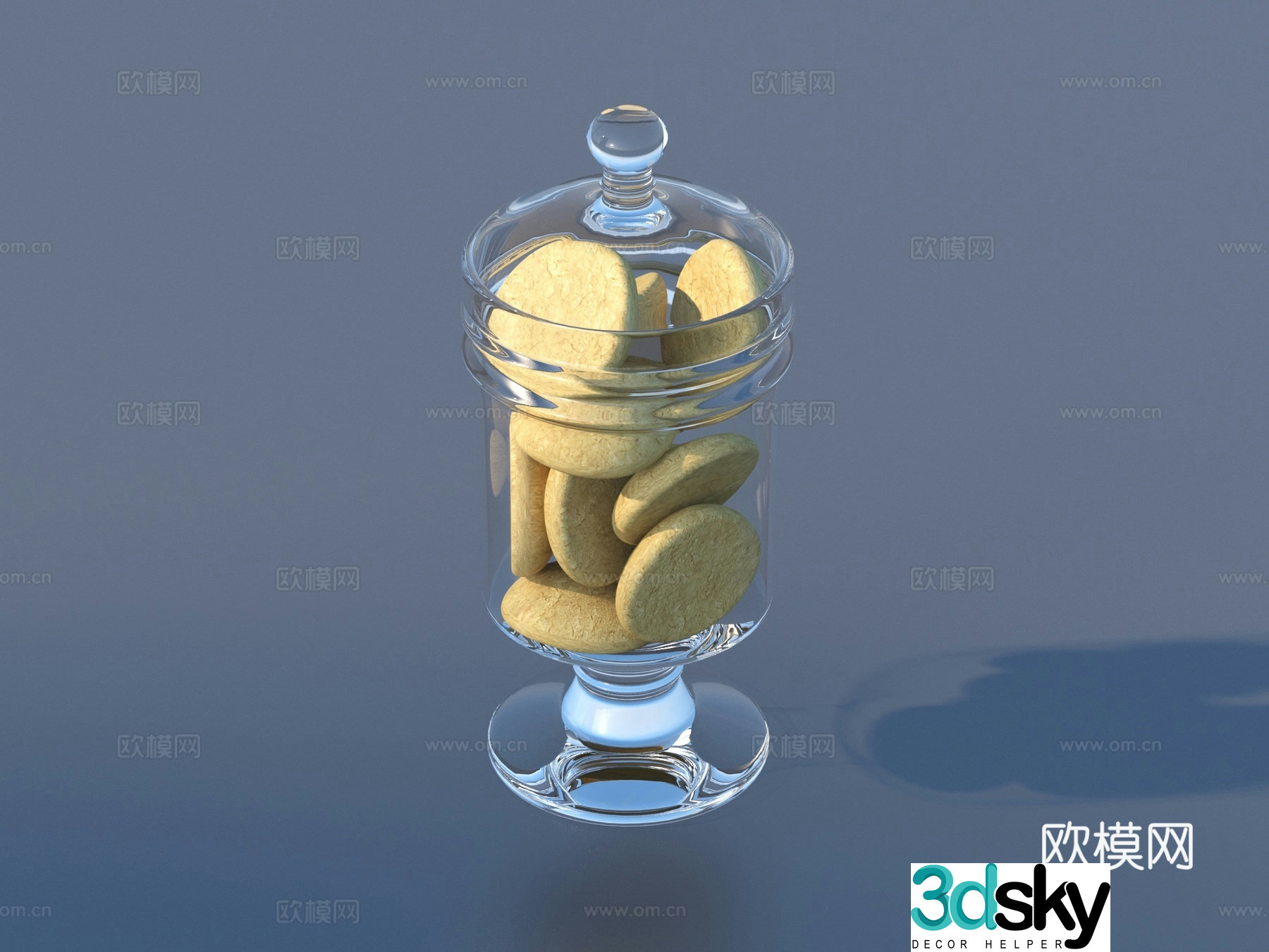 Glass jar food bread 3d model