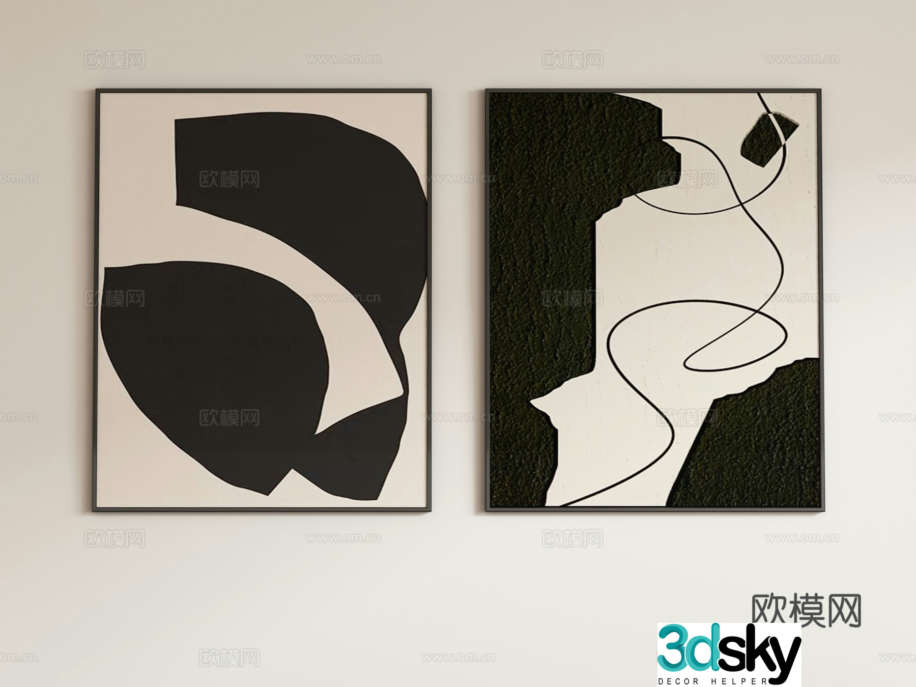 Modern abstract painting decorative painting hanging painting 3d model