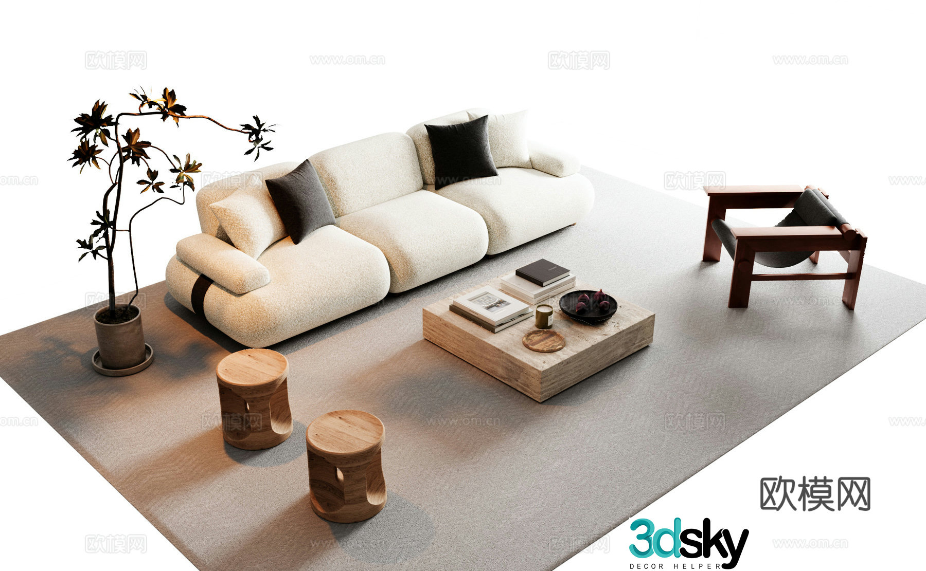 Wabi Sabi modular sofa 3d model