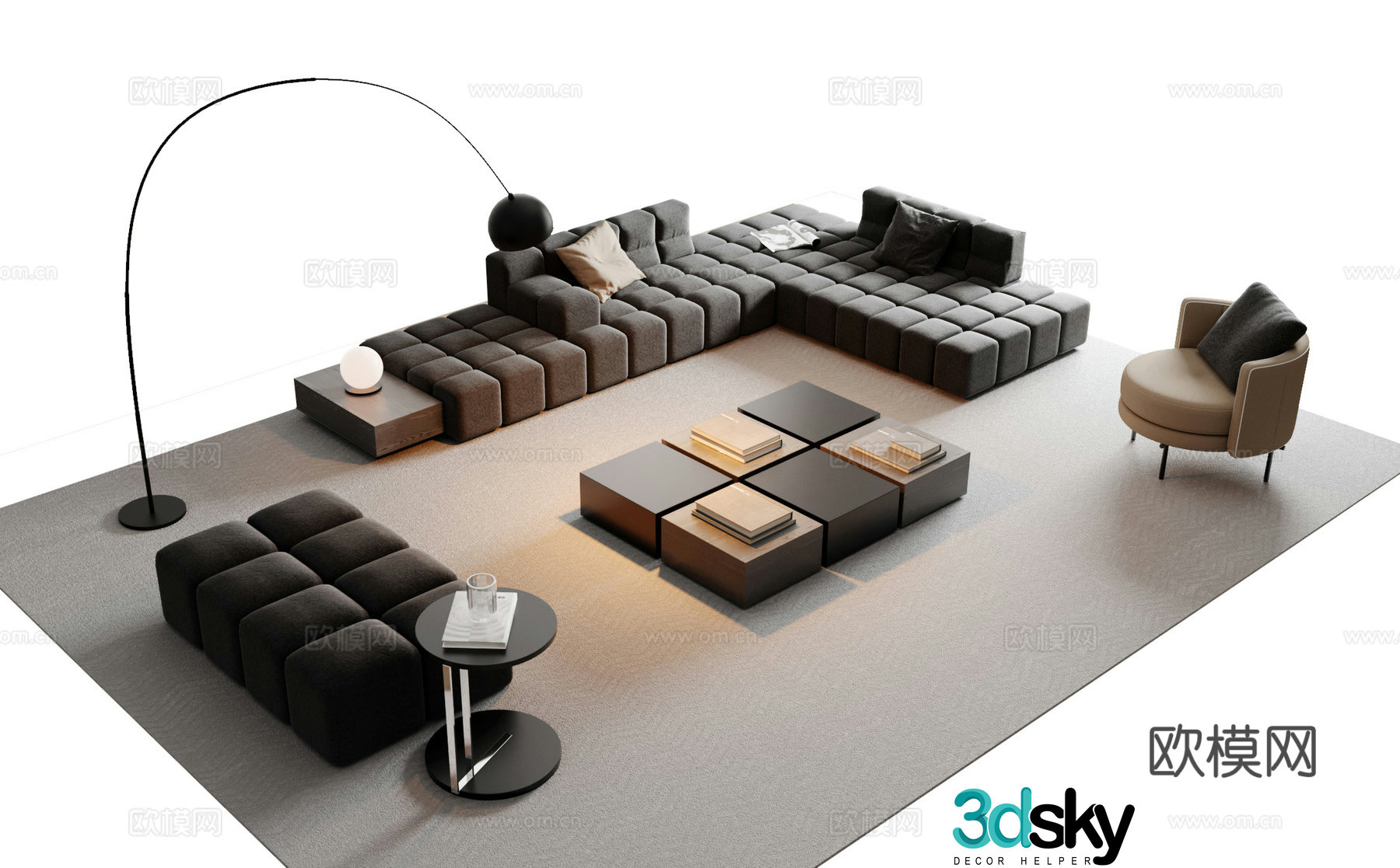 Modern sectional sofa 3d model