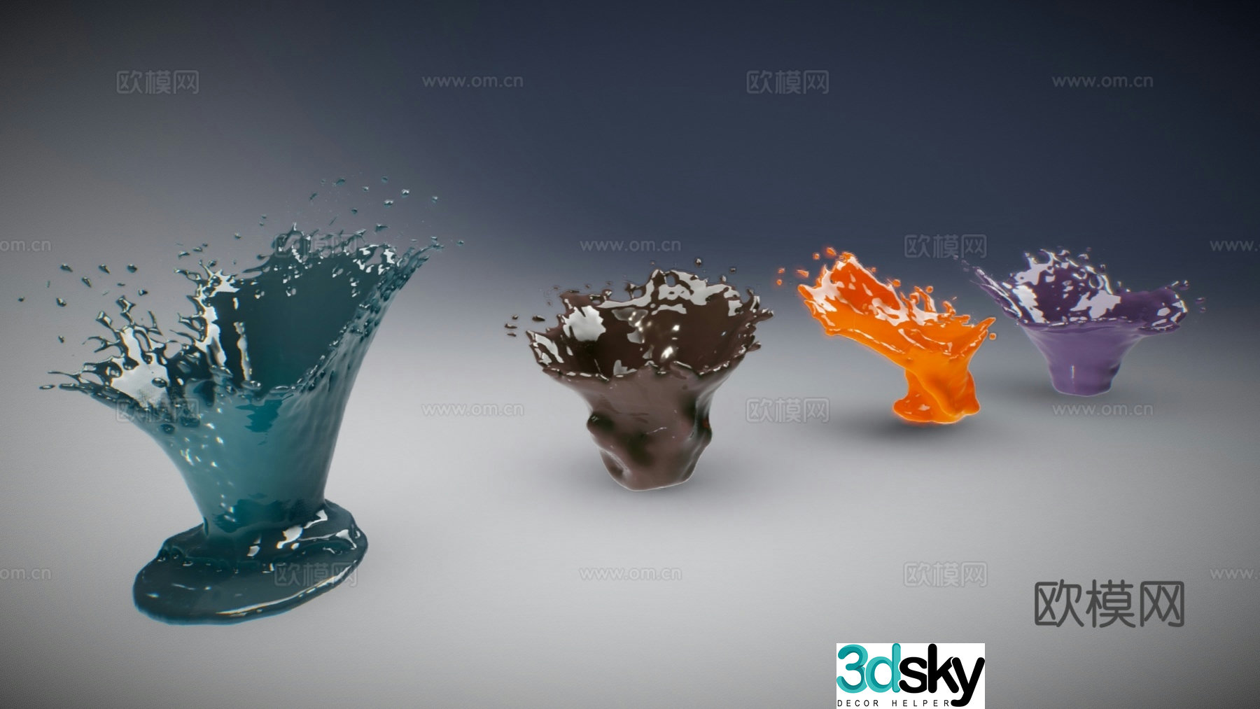 modern fountain water splash juice liquid flow fluid 3d model