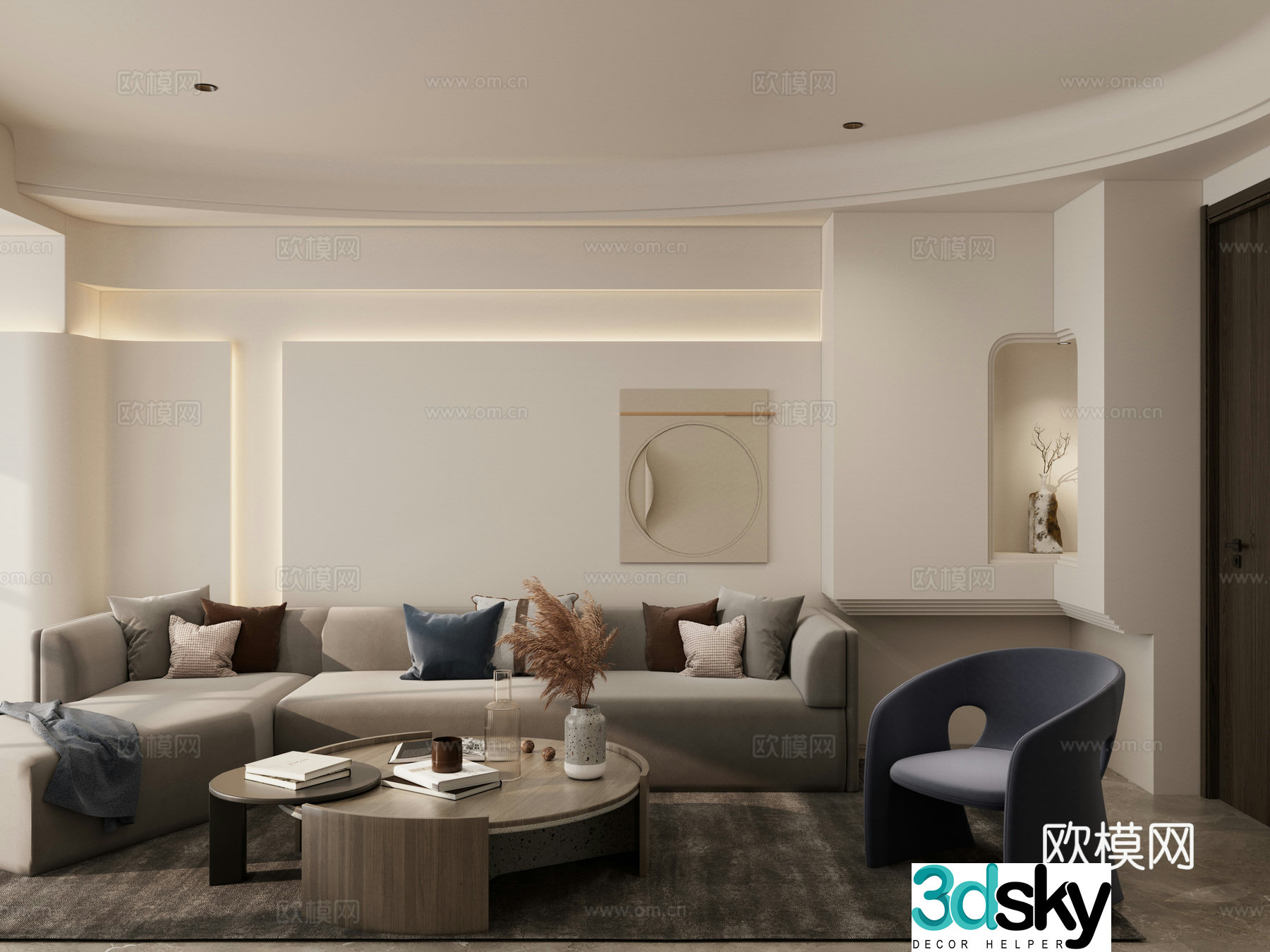 Cream style living room 3d model