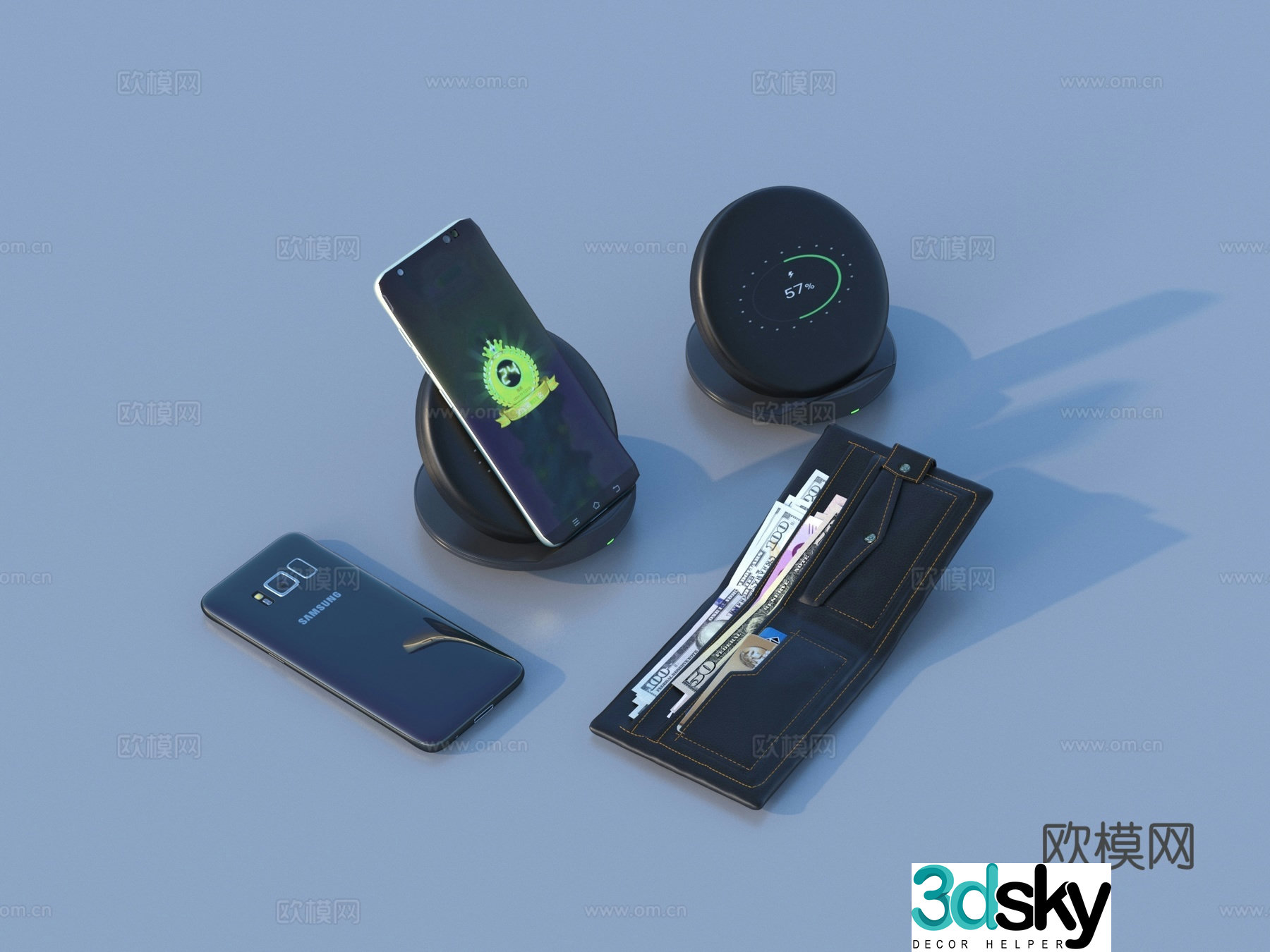 Mobile phone wallet charger 3d model