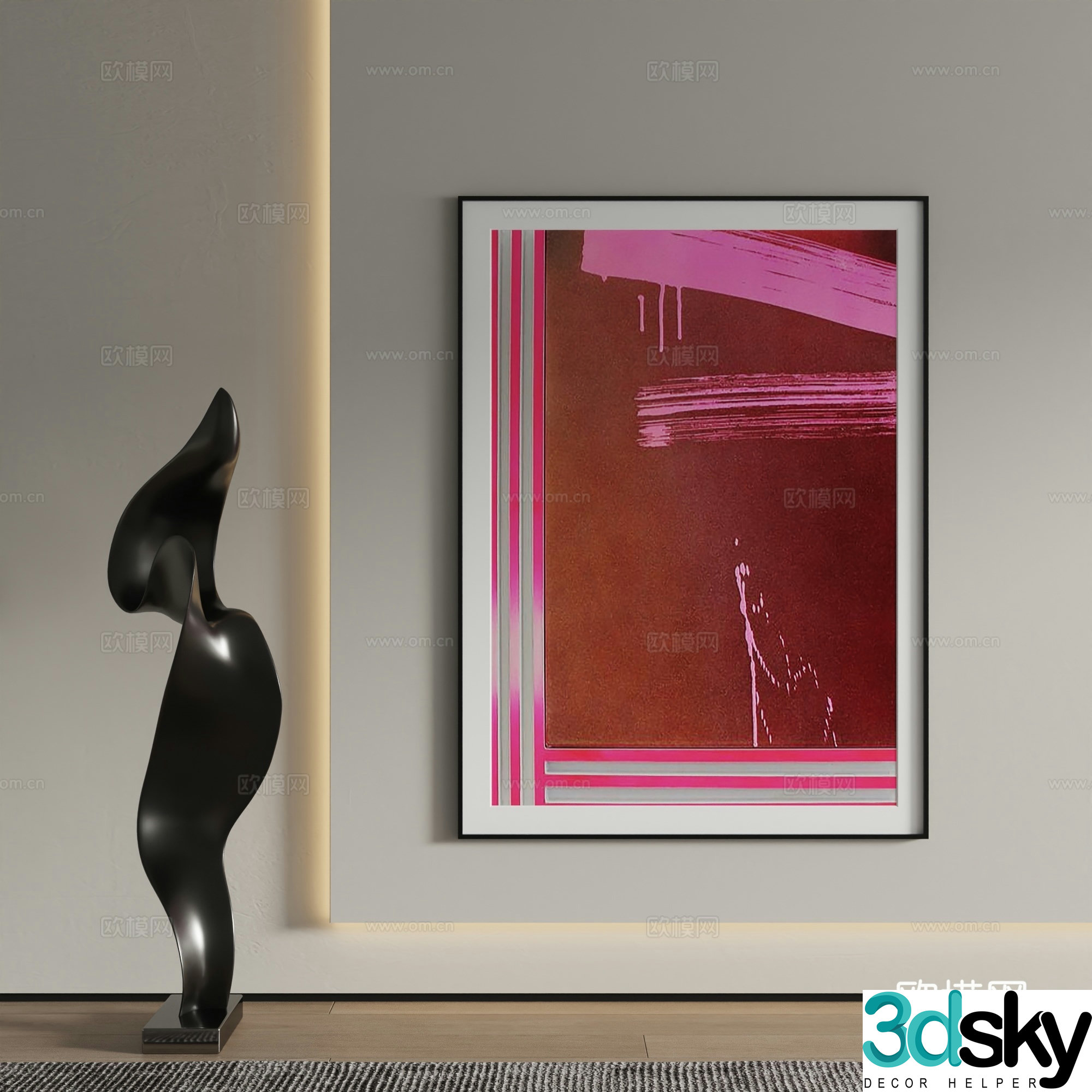 Modern decorative painting abstract painting hanging painting 3d model